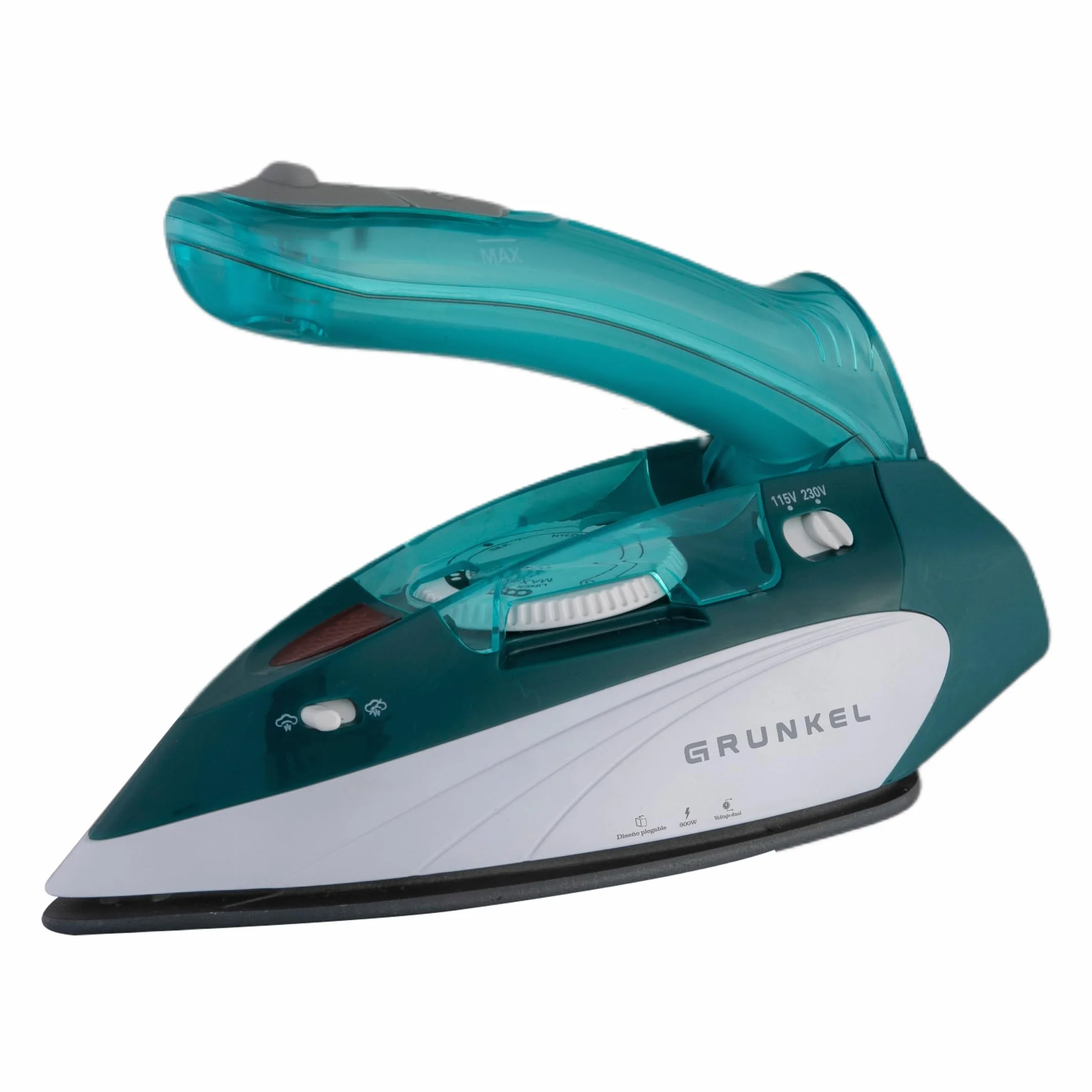 Grunkel - Plancha de Vapor de Viaje -PLV-900- Con Función Planchado en seco. Vapor Continuo y Golpe de Vapor Plancha de ropa para viajar con Sistema Control de Temperatura - 900W - Verde