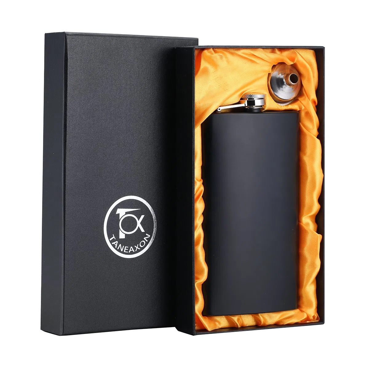 taneaxon 12 oz negro bolsillo de acero inoxidable Whisky Licor Petaca con embudo libre