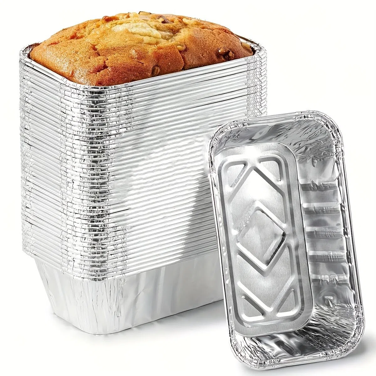 125 Moldes de Papel de Aluminio Desechables - 7,8 x 4 Pulgadas Mini Moldes para Pan y Contenedores de Alimentos