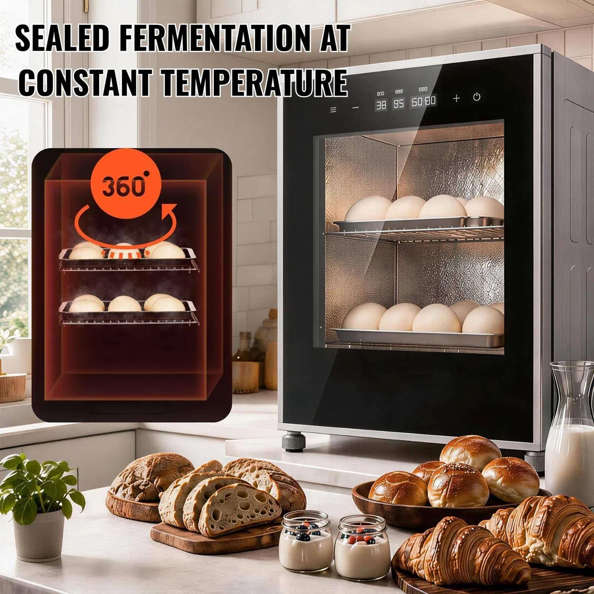 Máquina fermentadora de pan con control preciso de temperatura y humedad