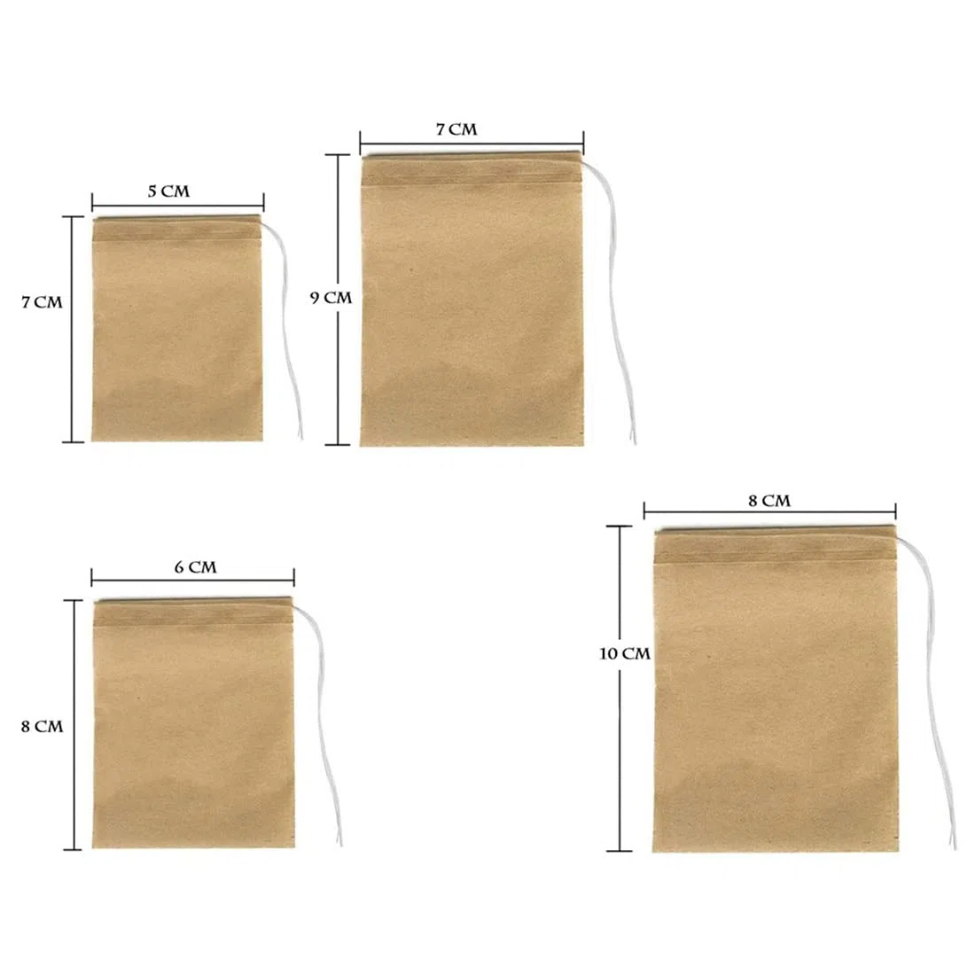 Lote de 600 bolsas de filtro de té desechables, bolsa de té de material natural con cordón de sujeción vacío para té a granel (5 x 7 cm)