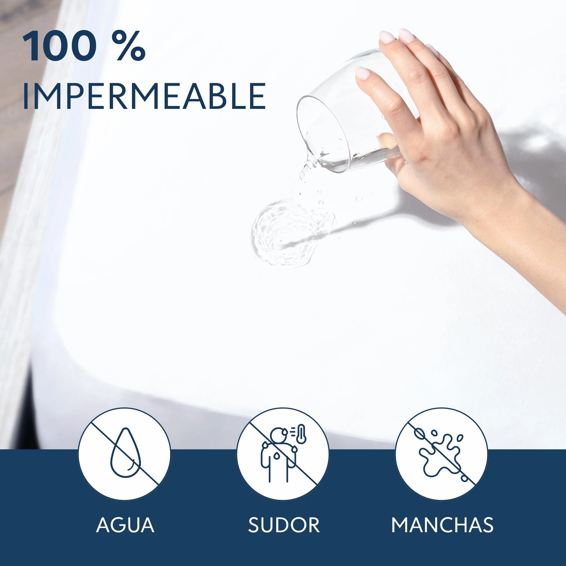 Dreamzie - Cubre Colchon 150x190 cm - Impermeable y Resistente - Protector Colchon 150x190 cm - Protección Óptima y Transpirable