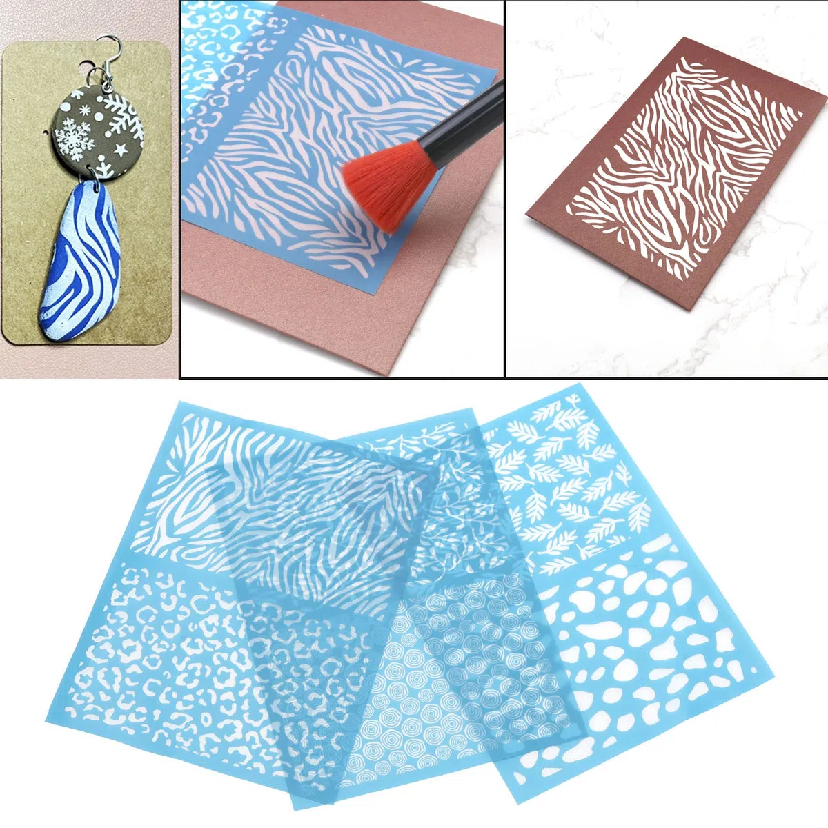ECSiNG 3 Uds Plantilla de Serigrafía de Arcilla Plantillas de Serigrafía Accesorios de Plantillas de Serigrafía para Manualidades DIY 12x16cm
