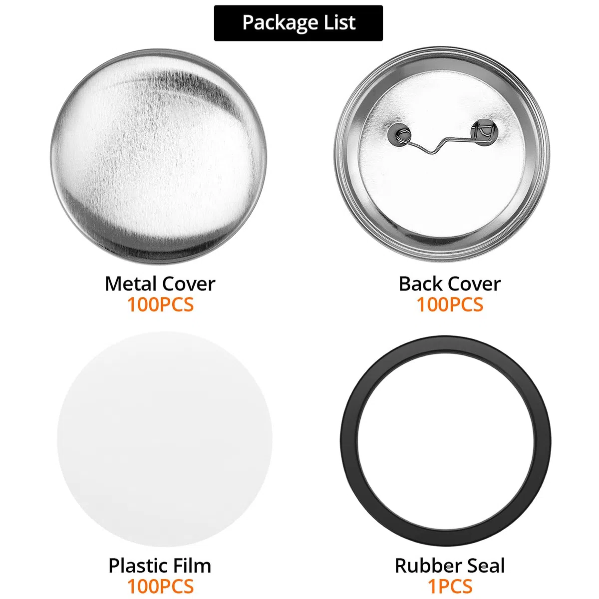 QWORK® Juego de 100 Chapas Personalizadas de Metal - 58 mm
