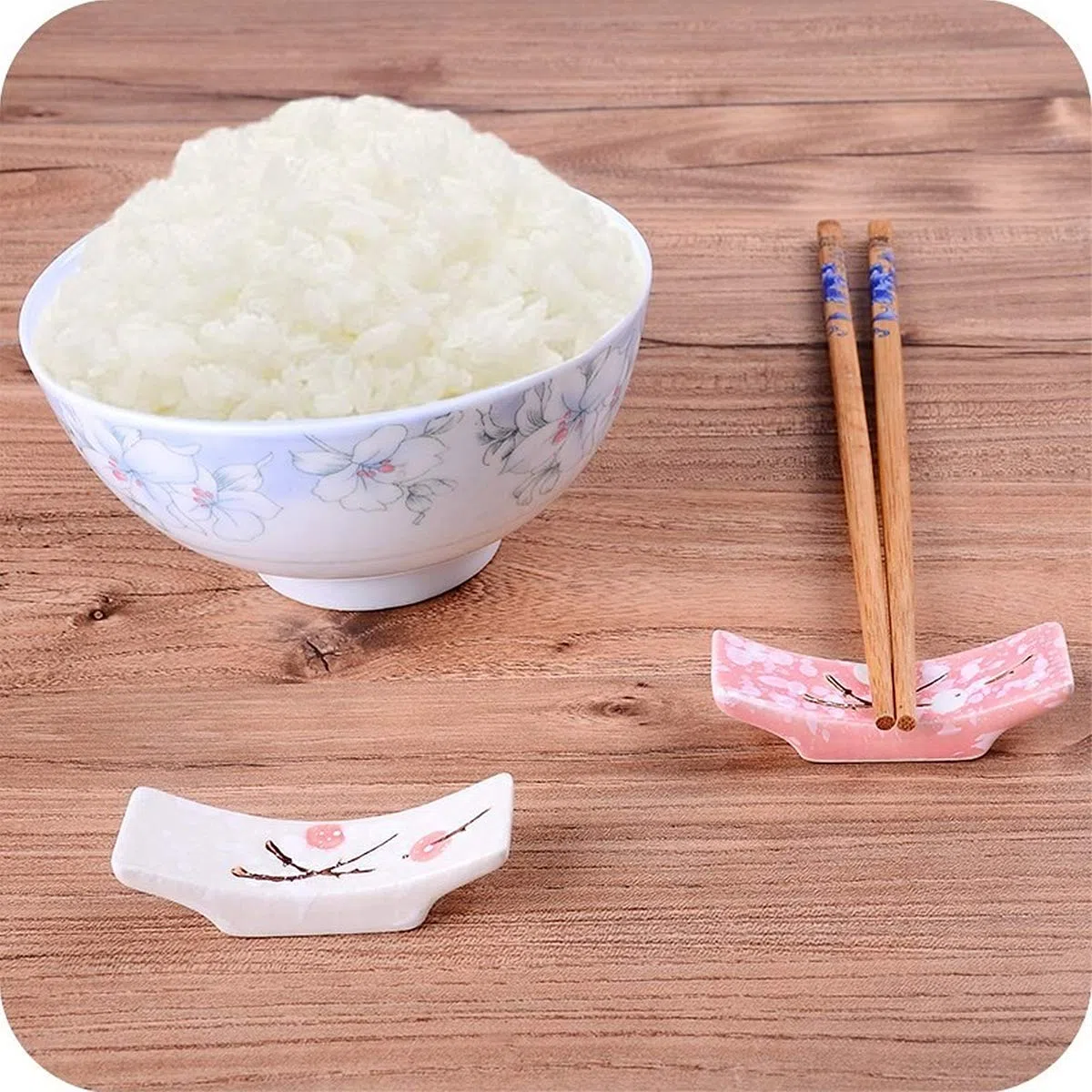 Palillos de Cerámica Soporte, 8 Piezas Palillos Descansa en Cerámica Reutilizables Naturales Palillos Titular Resto Set Clásico Bambú Estilo para Cuchillo Tenedor Cuchara Sushi Palillos Resto