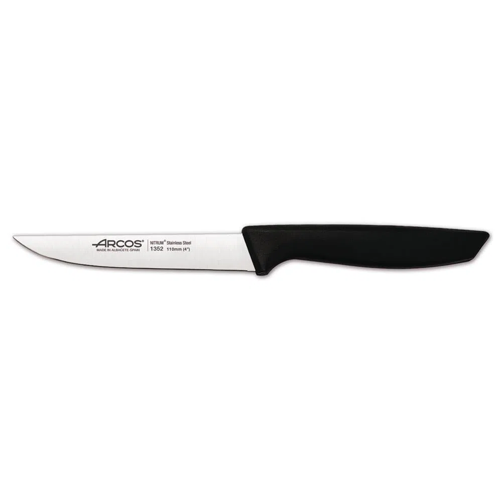Arcos Juego Cuchillos Acero Inoxidable Nitrum y Hoja 202 mm. Cuchillo profesional pelar frutas y verduras. Mango ergonómico polioximetileno y Hoja 110 mm. Serie Universal. Color negro.