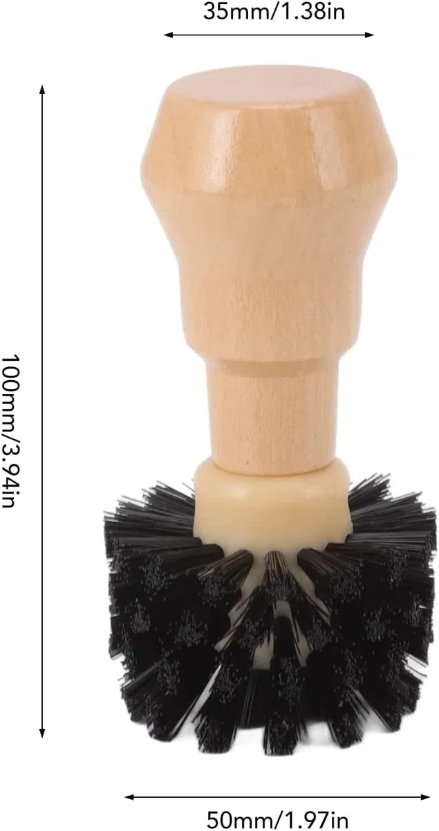 Cepillo de Limpieza para Portafiltro de Café, Cepillo de Limpieza Profesional para Café Expreso, Cepillo de Limpieza Portátil para Manipulación de Café con Mango de Madera (51/54mm-2Pcs)