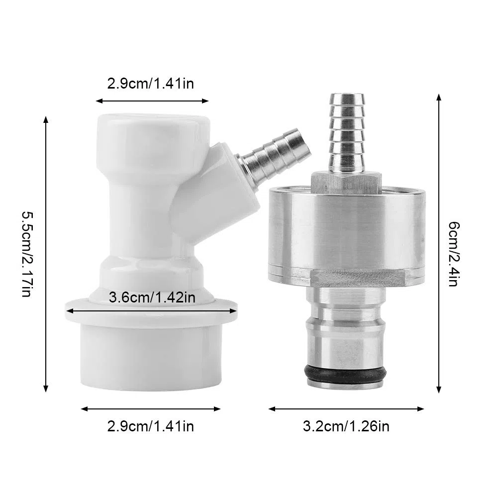 DEWIN Tapa de Carbonatación con Juego de Bloqueo de Bola Líquida, Accesorios de Carbonatador de Acero Inoxidable Desconecte 1/4" Barb Caliente para Agua de Soda Casera, Cerveza de Carbonato