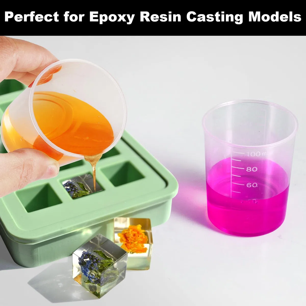 30 Piezas Vasos Medidores de Reutilizable Plástico, 30ml/50ml/100ml Tazas Medidoras de Líquido, Tazas Medidoras Transparentes, con Gotero y Cuchara de Mezcla para Hornear y Laboratorio