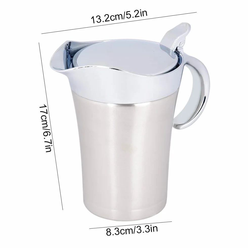 Salsera con tapa, acero inoxidable 304 con aislamiento térmico de doble pared Salsa Salsera Salsera Jarra para servir Fácil de verter(750ml)