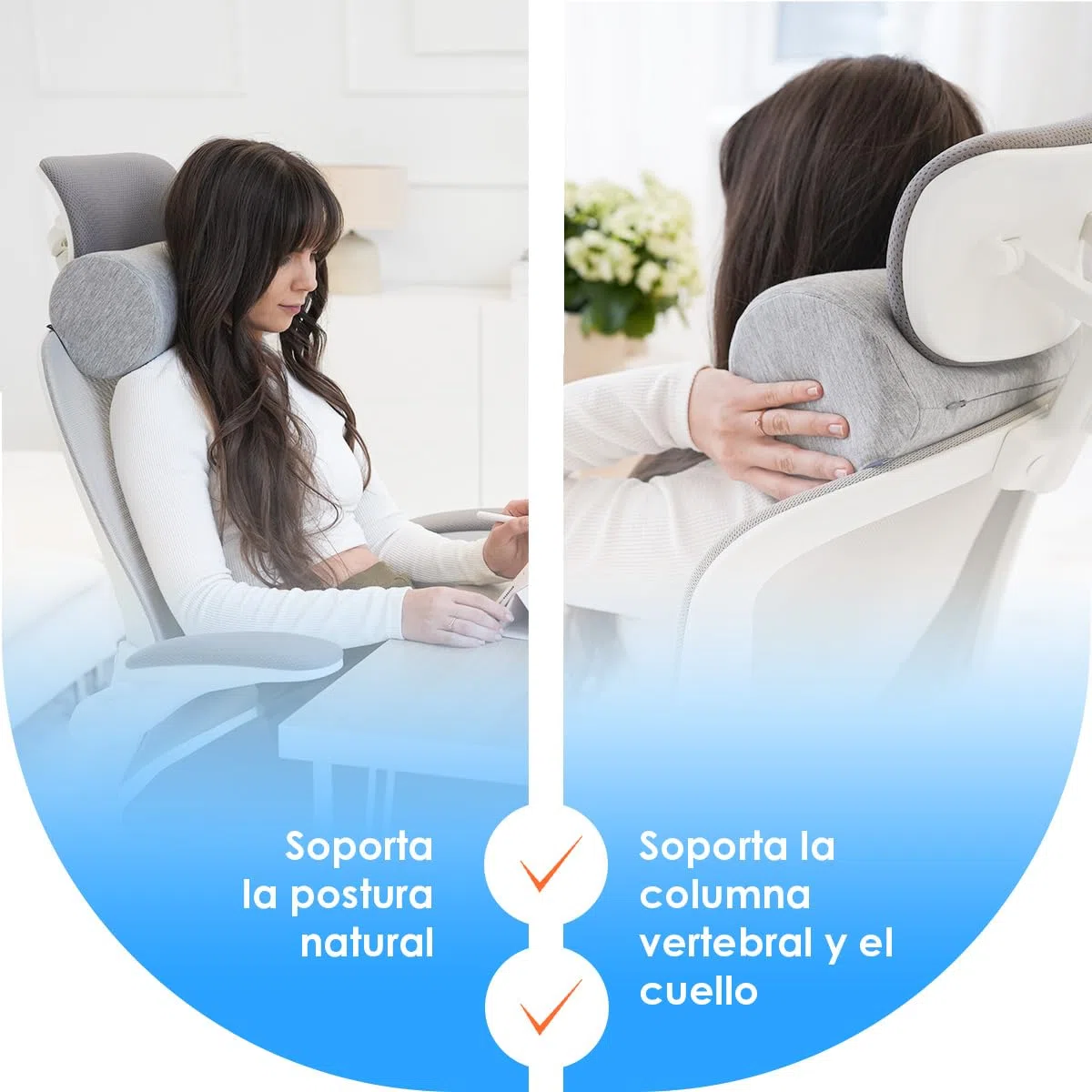 DYNMC you Cojín Cervical de Soporte con Funda de Bambú Oeko-Tex Cojín Cilíndrico Ultra Núcleo de Espuma de Memoria, Cojín de Cuello, Cojín Lumbar y Cojín de Rodillas, Gris