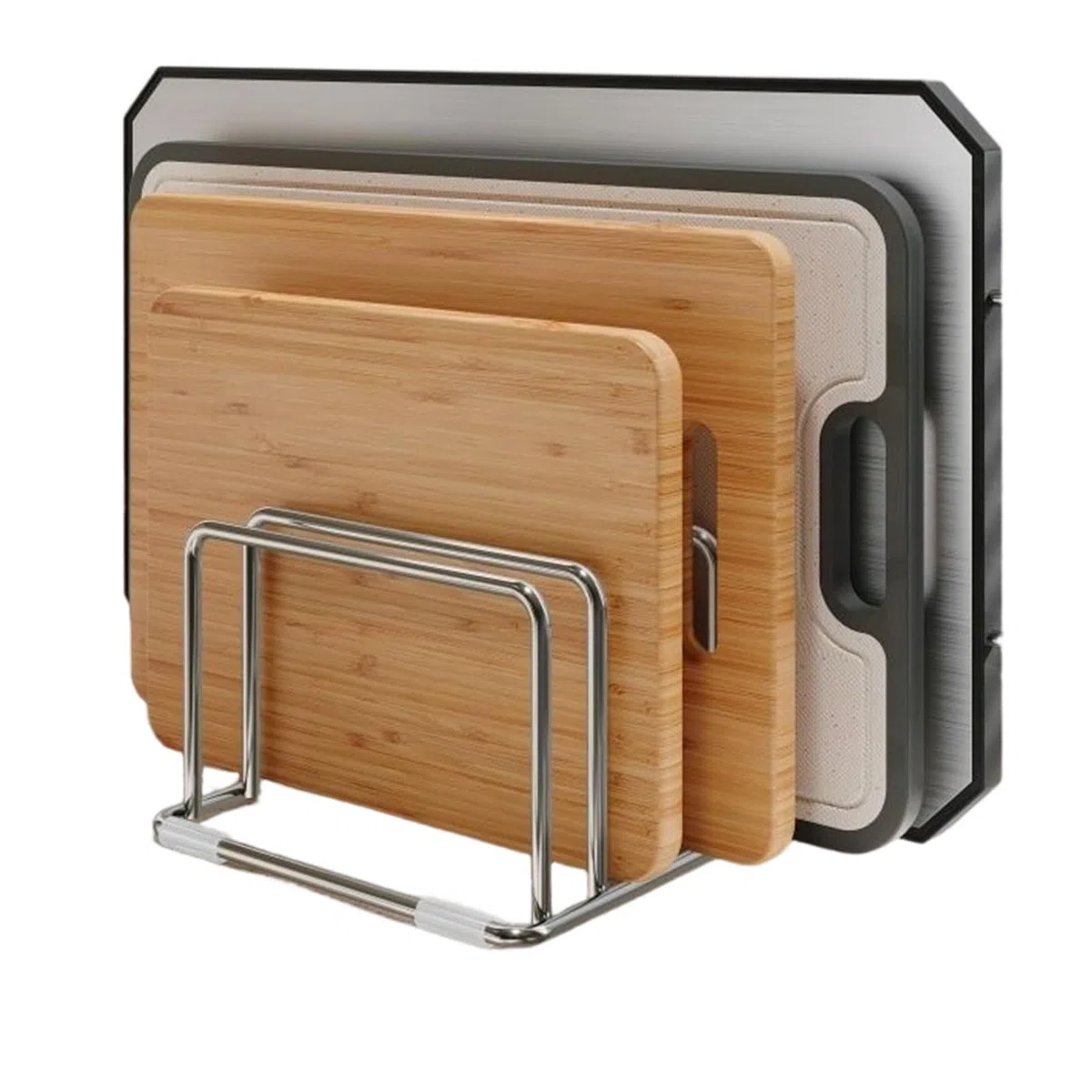 Soporte para tabla de cortar, acero inoxidable, 16 x 16 x 9,5 cm, soporte para tabla de cortar, estante de almacenamiento multiusos, diseño que ahorra espacio, para oficinas, libros, archivos
