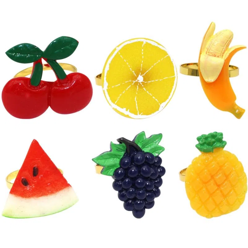 Servilletero De Frutas 6 Piezas Anillos De Servilleta Decorativos para Fiesta Hawaiana Y Cena En Casa DiseñO Ligero Y Resistente 1.96X1.96X1.18In