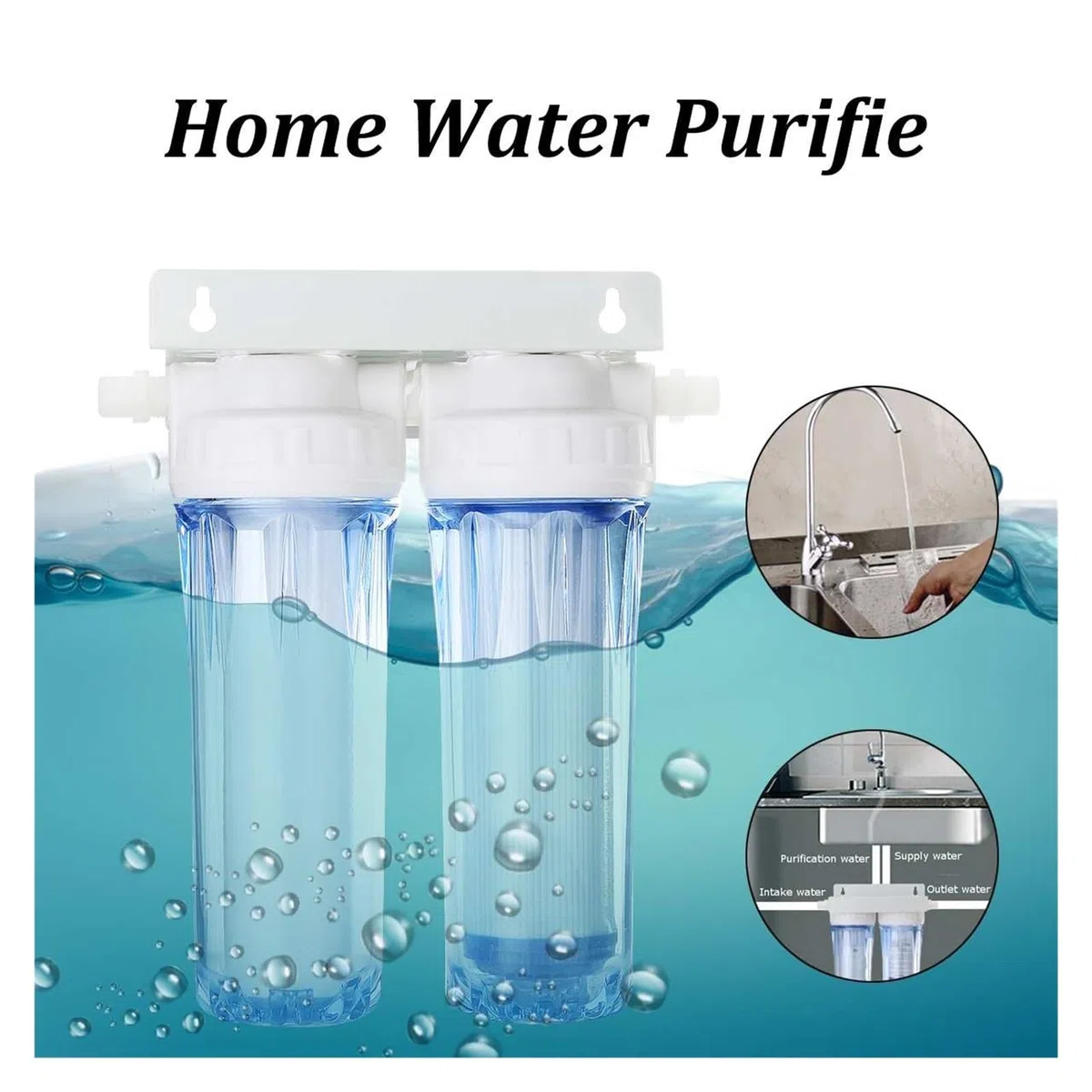 Filtros de Agua para Grifo, Filtro de agua del grifo del grifo de ósmosis inversa dual de 10 ", Cartucho purificador de agua de dos etapas espesado for la salud Cocina casera(4 points interface)