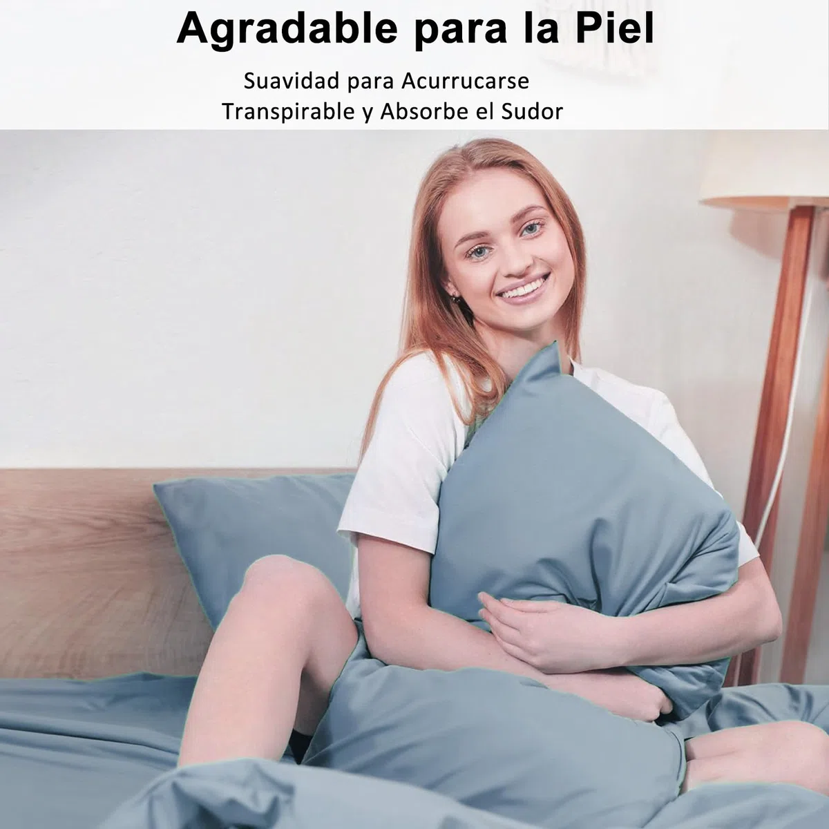 Lirex 2 Paquetes Fundas de Almohada, 100% Algodón Transpirable Cubiertas de Almohada，Cierre de Cremallera 50 x 70 cm, Azul Gris Claro