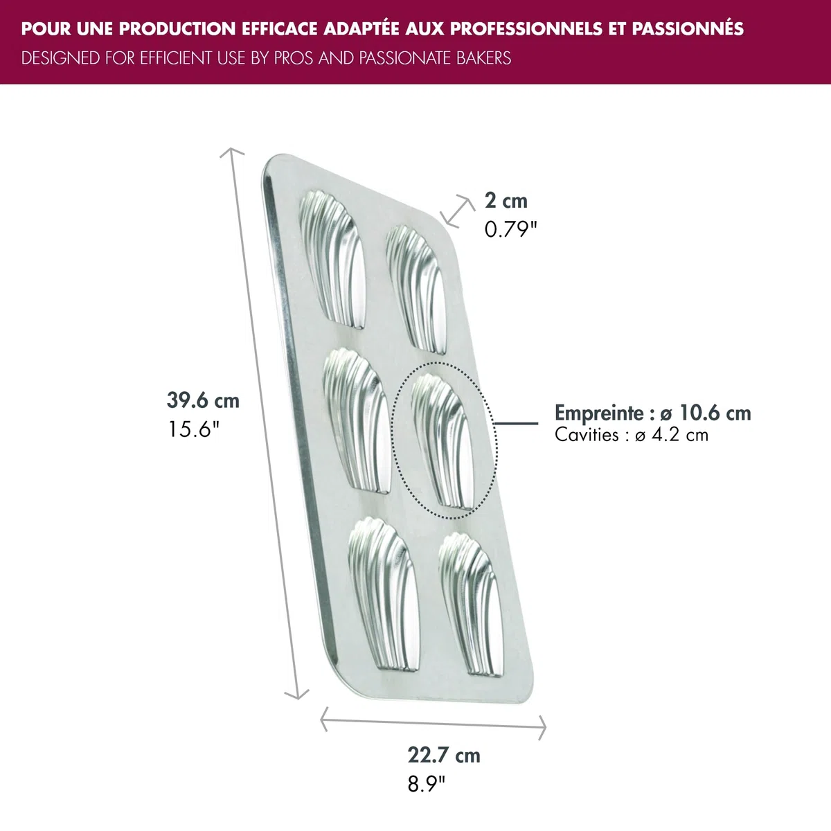 GOBEL - Plato 6 madeleines gourmandes - estaño - 395 x 200 mm