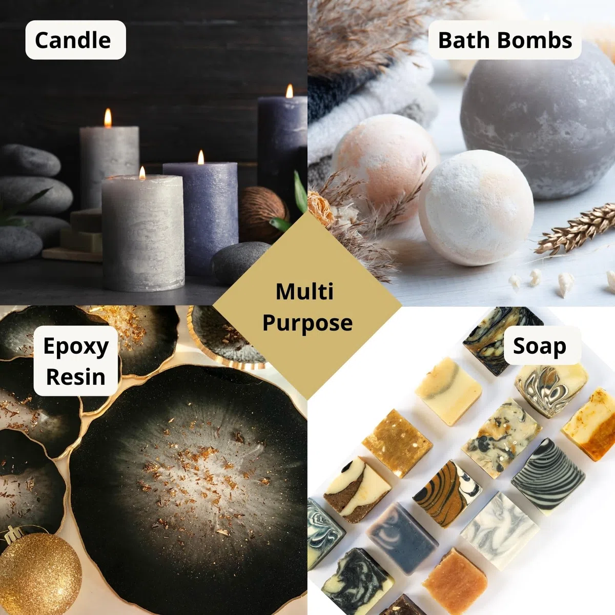 KRAFT GEEK Polvo de Mica Premium Negro Azabache 50g. Tinte en polvo para pigmentos de resina epoxi, colorantes de jabón natural, velas, limo, bombas de baño, maquillaje, uñas, telas, tintes para telas