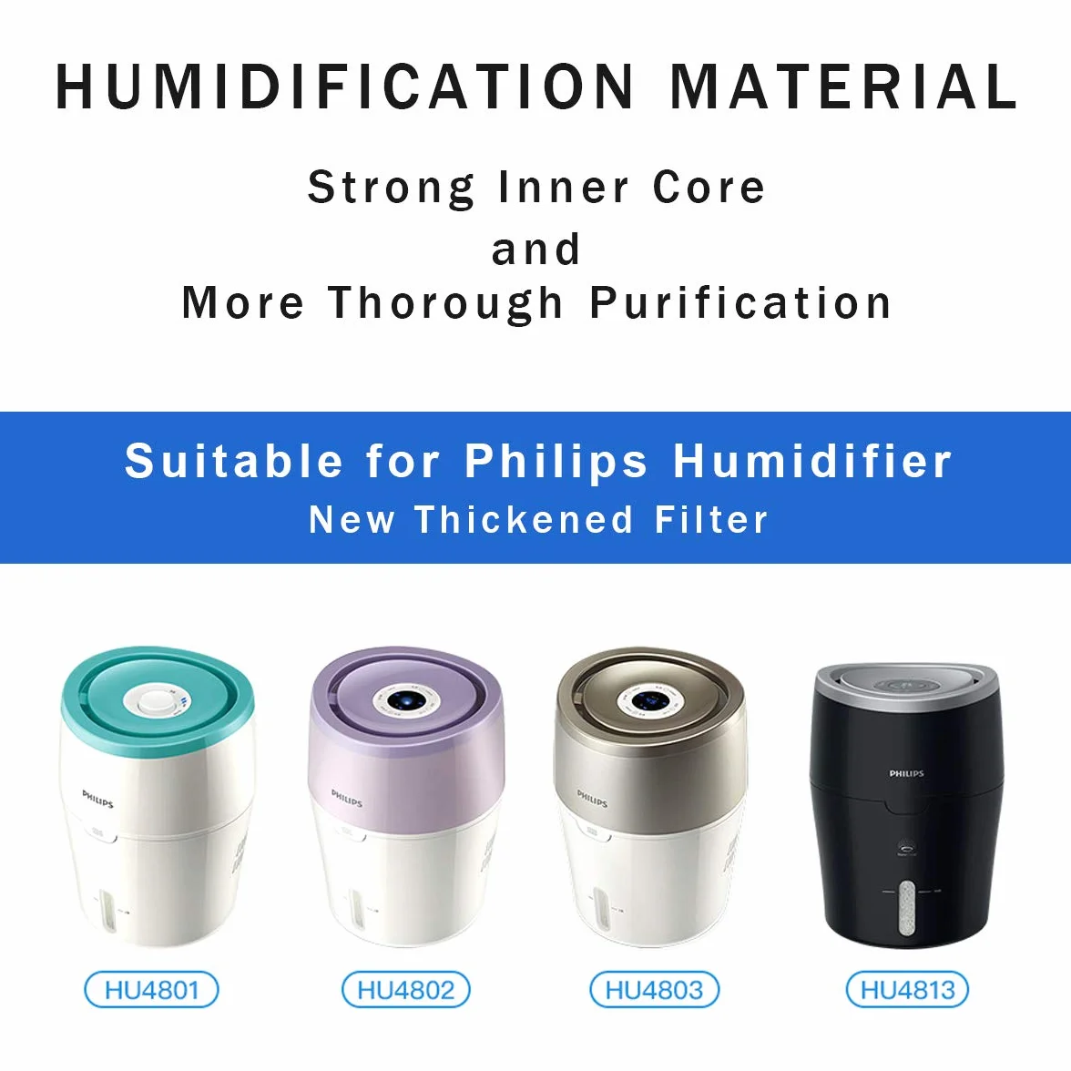 YanBan 2 Piezas de Repuesto para humidificador Philips HU4801 HU4802 HU4803 Piezas humidificador, Filtro HEPA Negro humidificador de Aire
