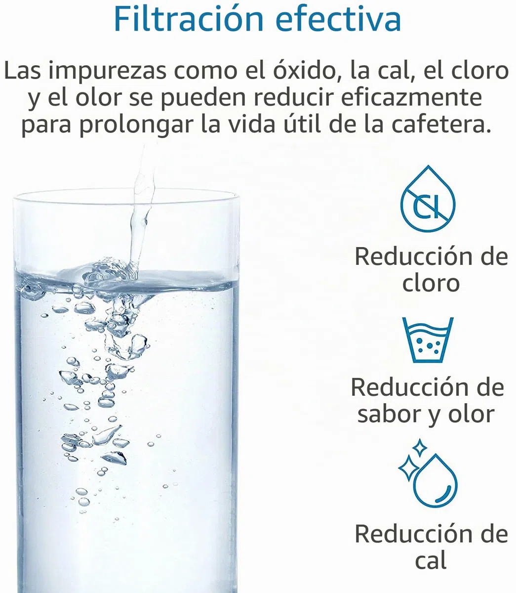 2 Piezas Filtro de Agua Cafetera para Compatible con ECAM, ESAM, ETAM, BCO Serie Filtro de Cafetera de Carbón Activado para DLS C002