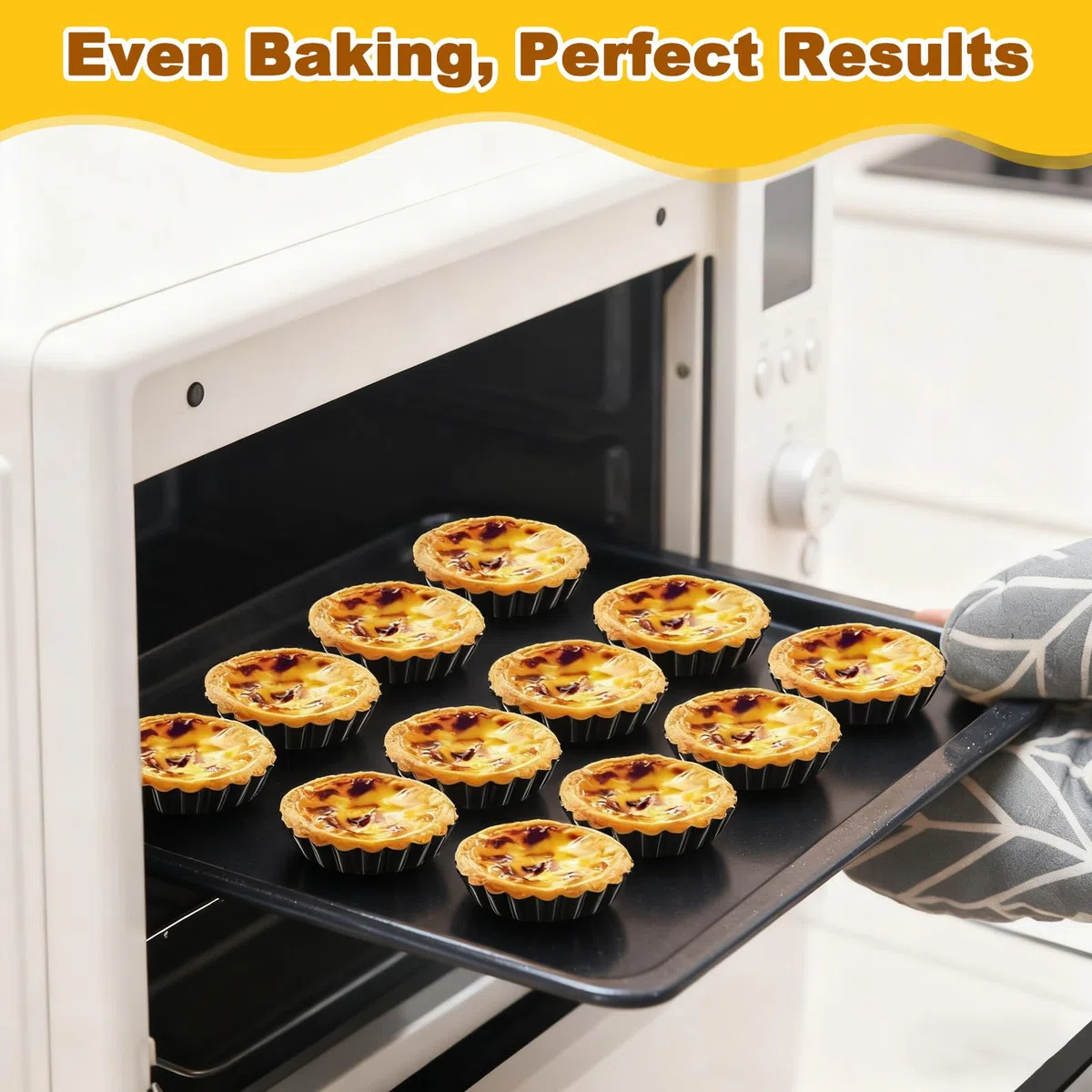 12 Piezas Moldes Tartaletas con Base Extraíble, 8cm Molde Quiche Mini Antiadherentes, Molde Redondo con Base Desmontable, Moldes Acero Carbono para Tartas Frutas, Pasteles, Tartelette (Negro)