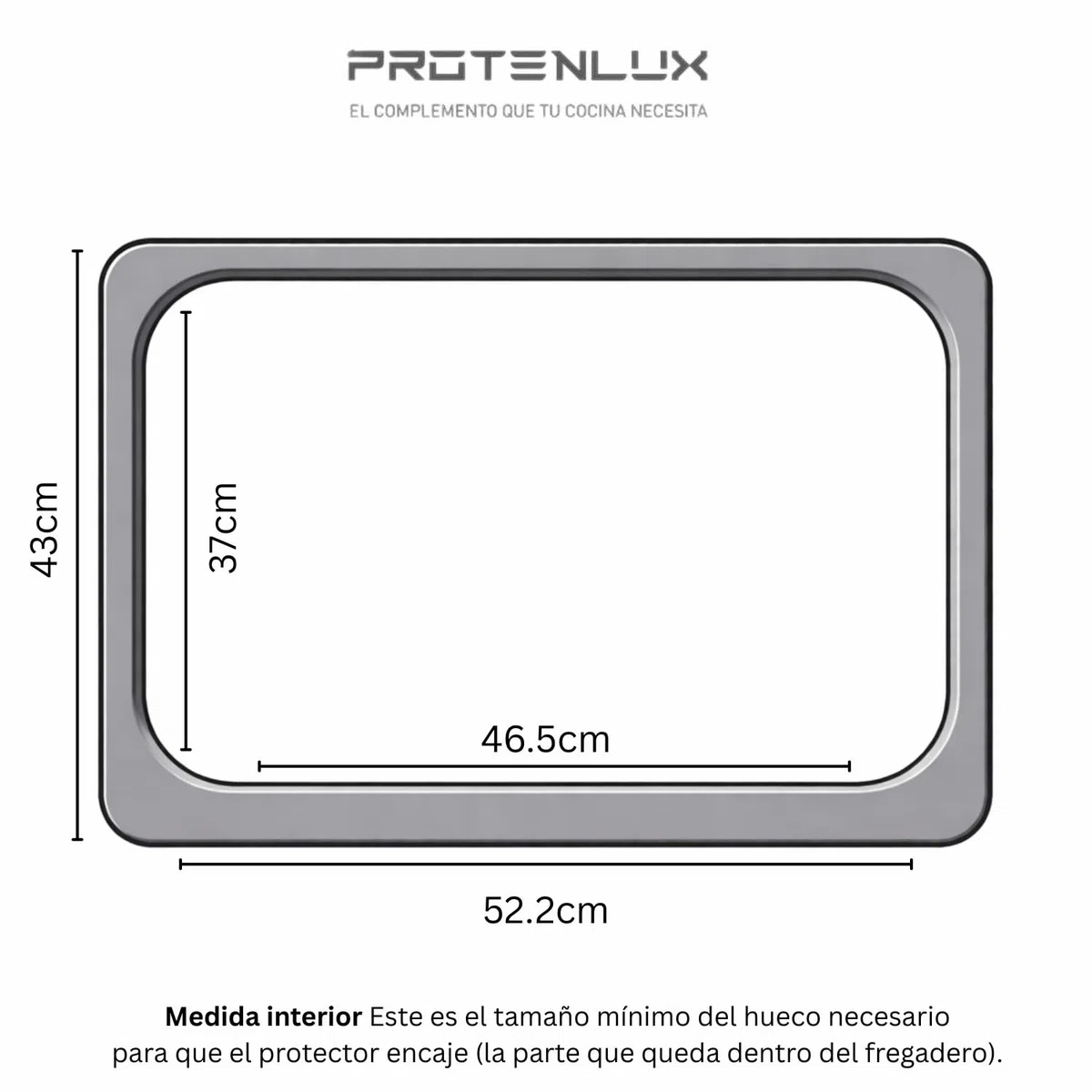 Protector de Encimera para Fregadero Bajo Encimera Flexible Antigolpes Antirayaduras (Gris, Chicago 465x370mm)