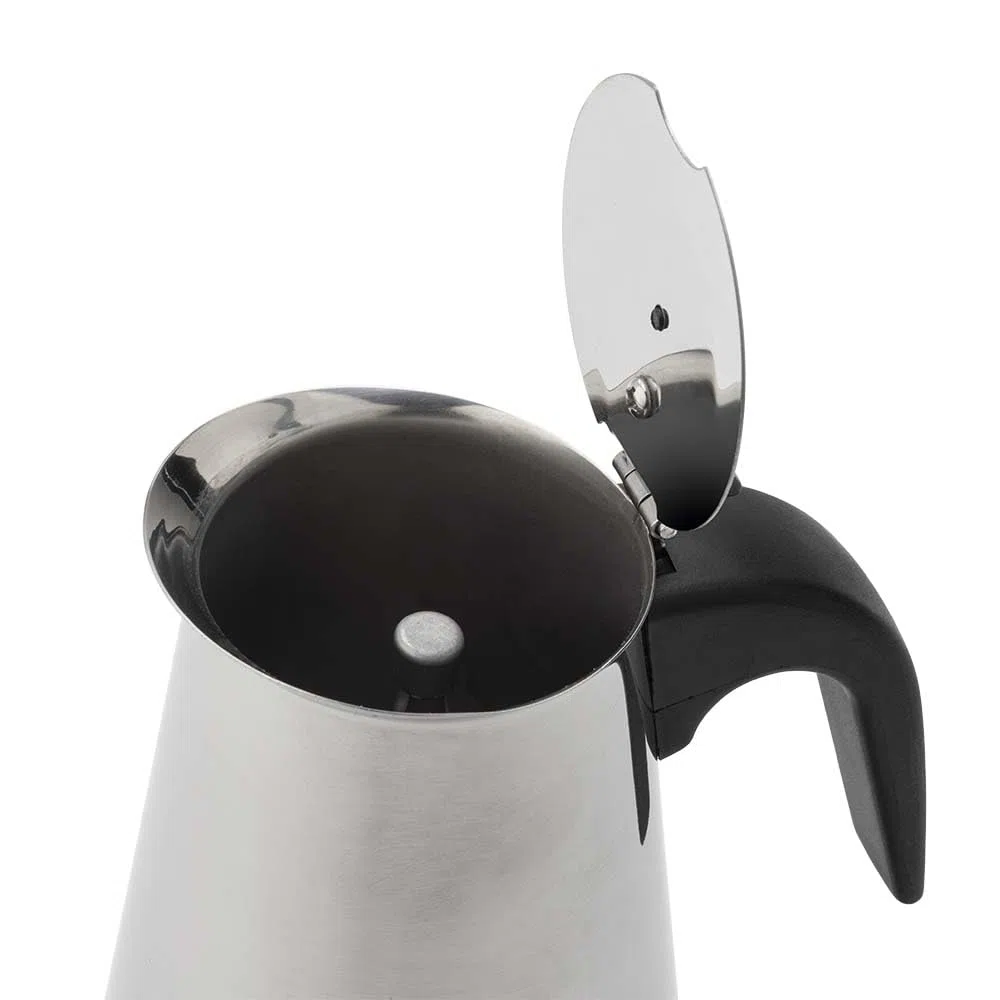 JATA HOGAR HCAF2259 - Cafetera Italiana Inducción 9 Tazas Acero Inoxidable, Cafetera Moka Espresso para Todas las Cocinas, Fondo Full Induction, Asa Ergonómica, 500 ml
