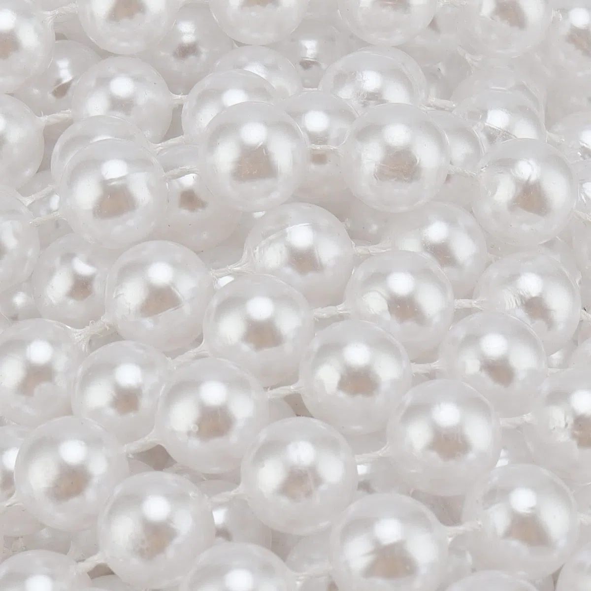 2 Rollos de 10 mm, Cadena de Perlas Artificiales, Guirnalda de Perlas de Pesca, Cuerda de Perlas, Cadena Decorativa para Bricolaje, Navidad, decoración de Mesa, Blanco, 10 m de Longitud