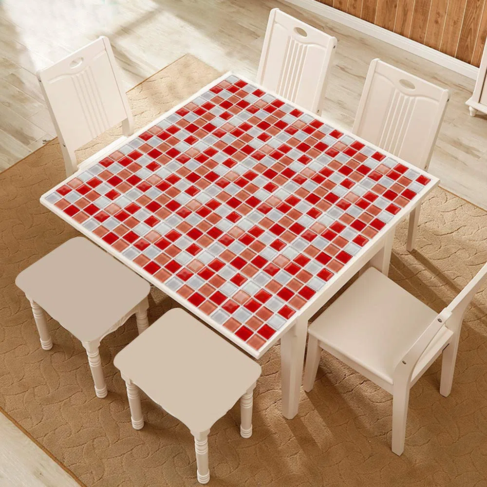 20 Piezas Adhesivos para Azulejos de Baño y Cocina, Mosaico PVC Impermeable para Suelos y Paredes, DIY Decoración del Hogar (15x15cm, Rojo)