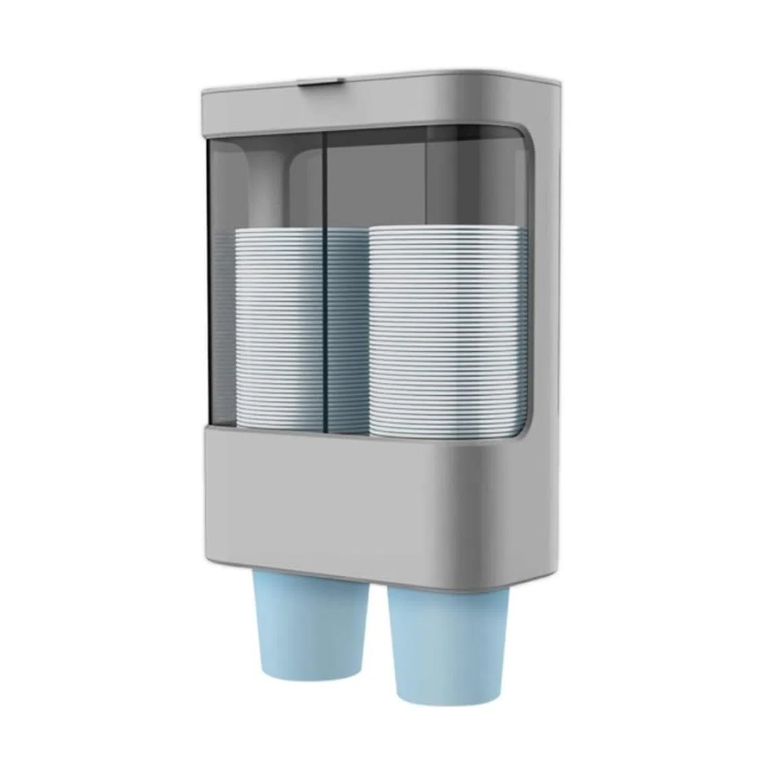 dispensador de Vasos montado en la Pared|Dispensador de Vasos Soporte Tipo Tirador Desechables de Doble Tubo montado en la Pared Gris