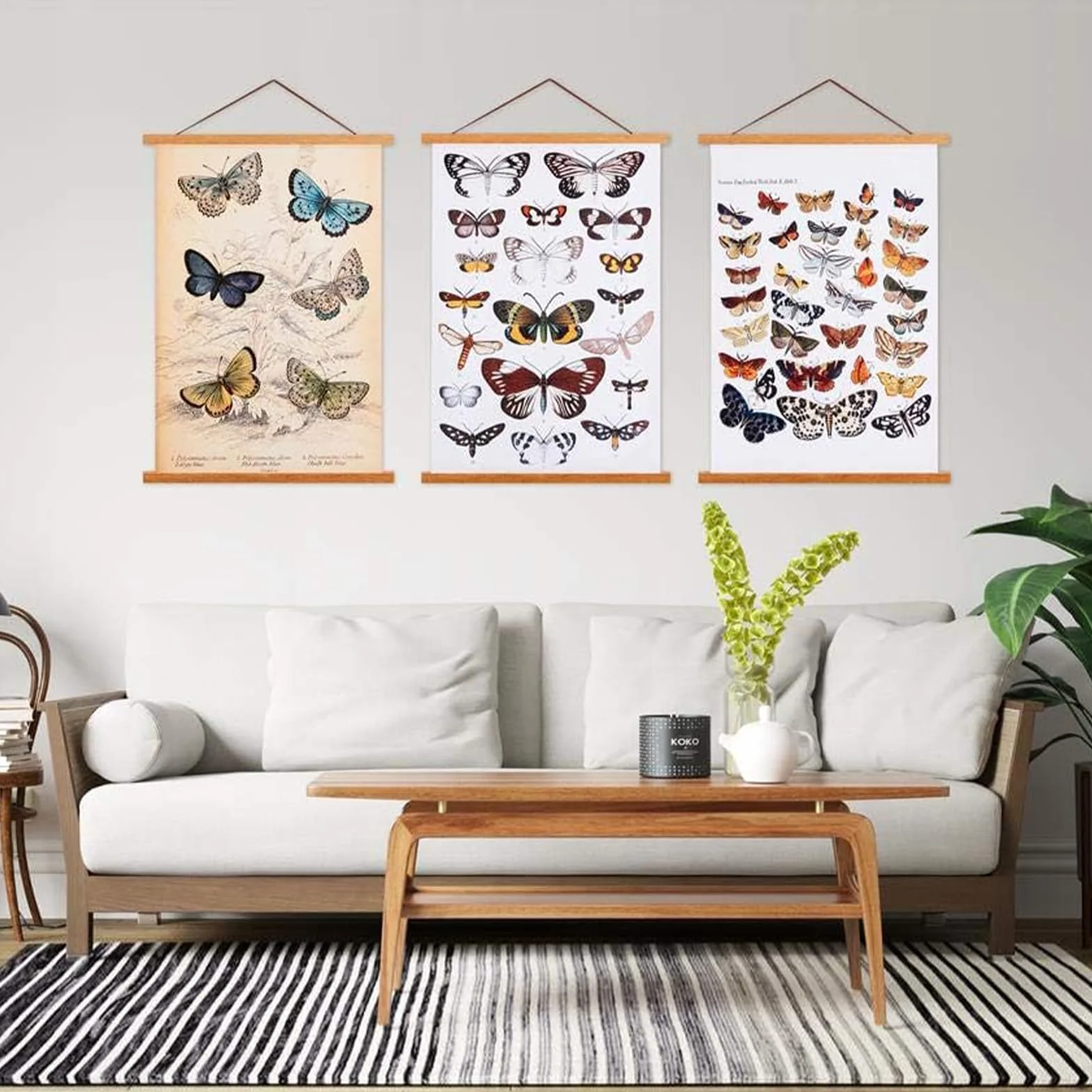 Ywlake Barra magnética para pósteres, de madera, marco para fotos, 45x60 45x30 45x45 colgador para obras de arte impresas (Teca,45cm)