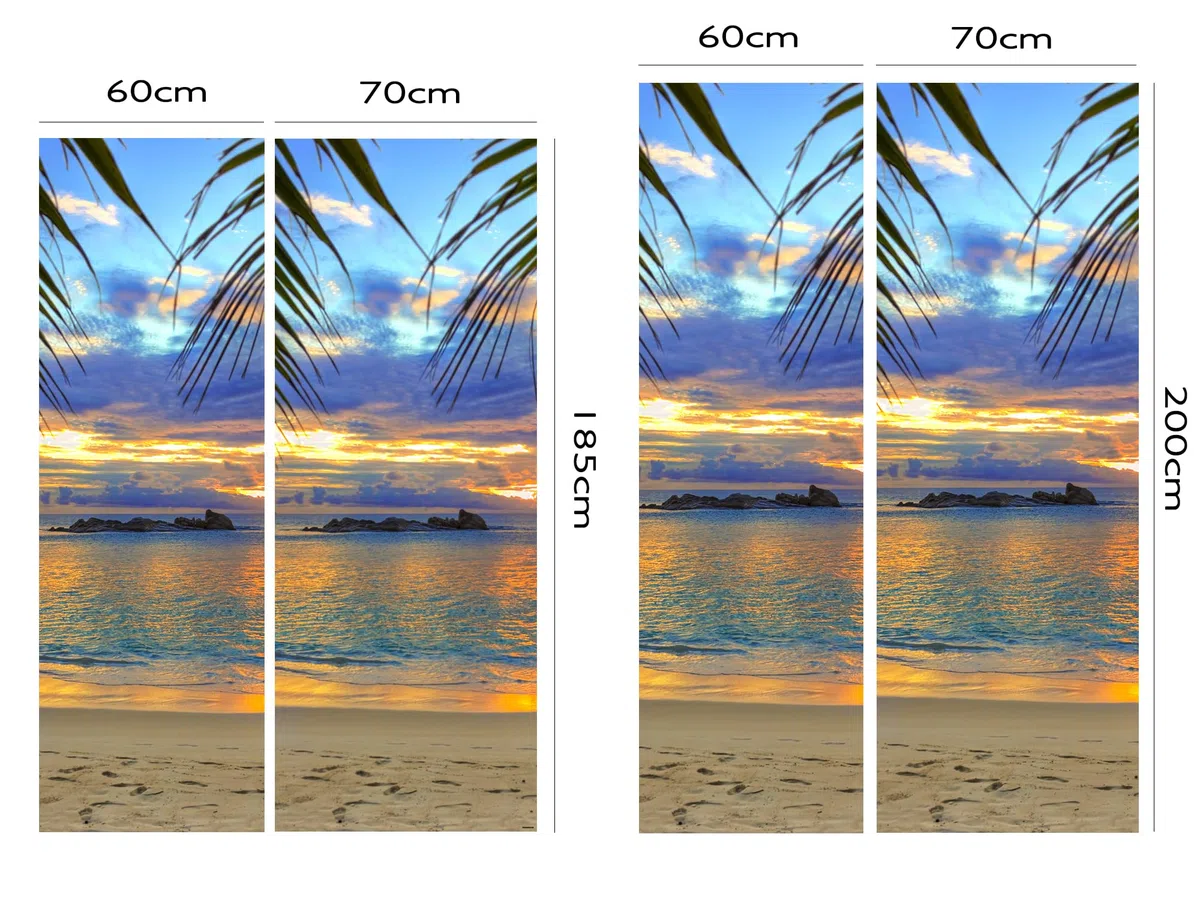 Oedim Vinilo Frigorífico Anochecer en Playa Tropical 185x60cm | Adhesivo Resistente | Pegatinas de Nevera Económicas y Elegantes | Vinilo Nevera