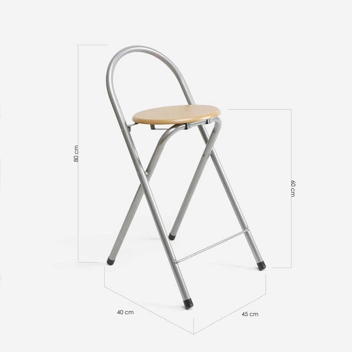 thesecrethome.es - Pack de 1, 2 o 4 Taburetes Plegables con Respaldo - Sillas Plegables de Metal y Madera - Ideales para Cocina, Terraza o Jardín - Alto. 80 cm x Largo 40 cm (1 Unidad)
