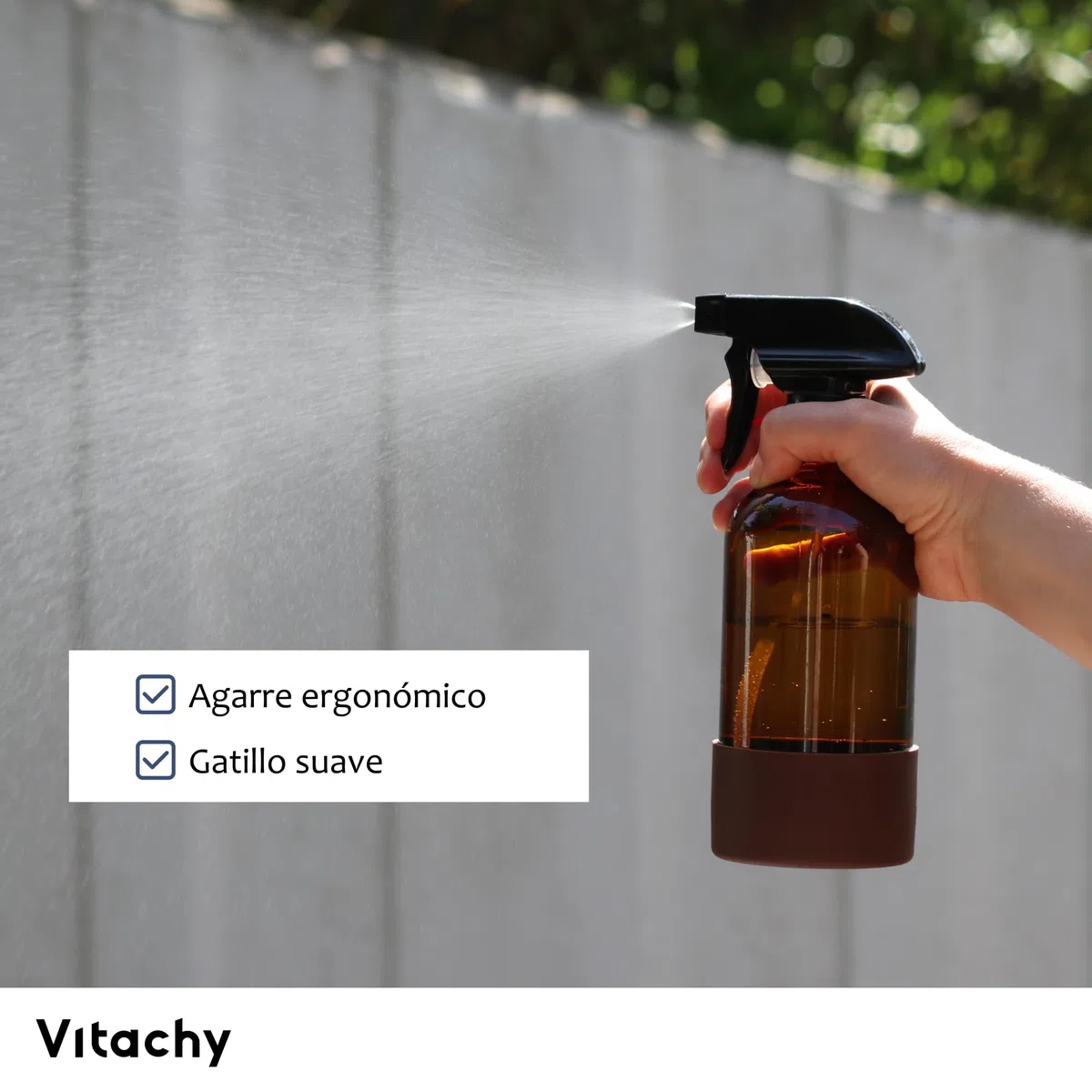 Pack de 2 Botella Spray Pulverizador Cristal 500ml, Bote Spray Vidrio Ámbar con Base de Silicona para Limpieza Hogar y Plantas. Botes Spray Vacíos Rellenables, Glass Spray Bottle