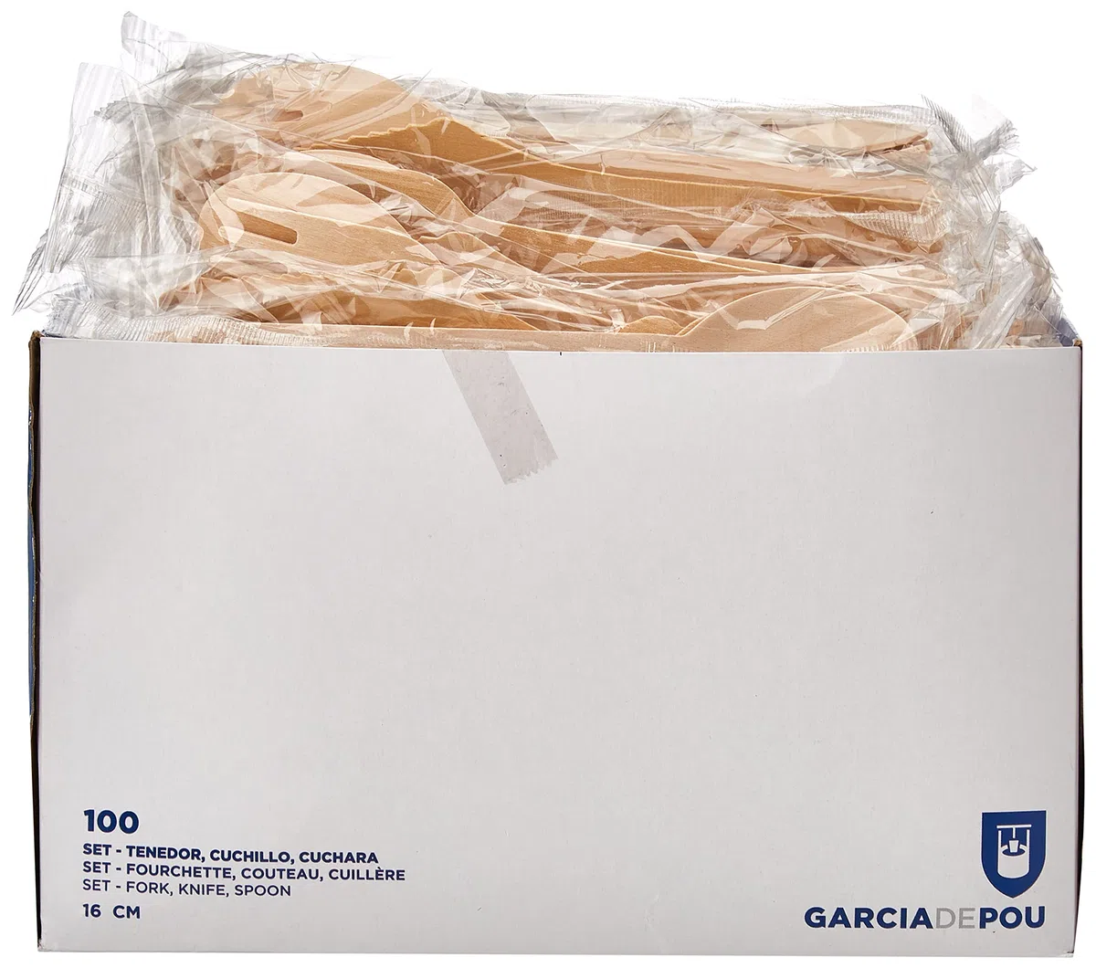 García de Pou 100 Unidades - 109.29 Set Tenedor Cuchillo y Cuchara, 16 cm, Natural