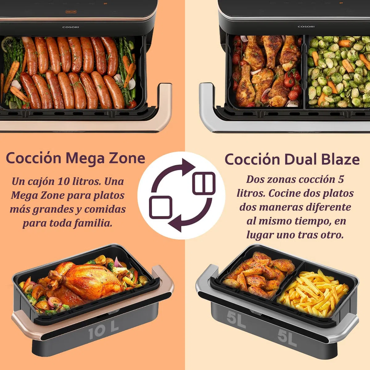 Accesorios Freidora de Aire, 3PCS Molde Silicona Freidora de Aire para COSORI Freidora de Aire Dual Blaze TwinFry 10L, Reutilizable Accesorios Freidora para COSORI 10L