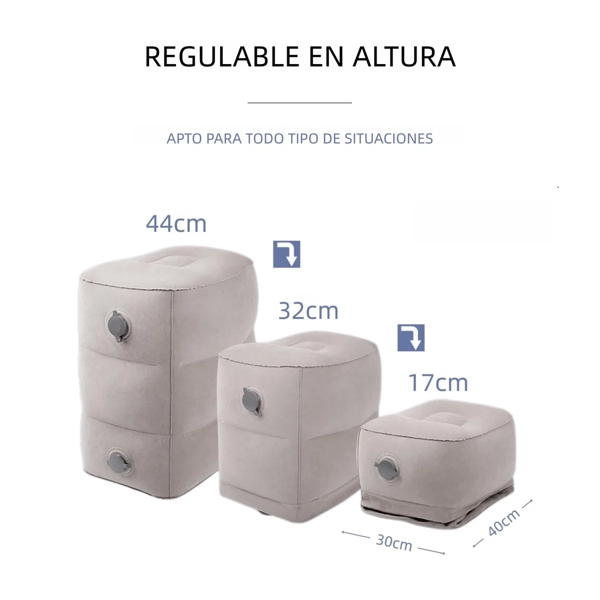 Reposapiés Inflable con Bolsa de Inflado (6 Segundos), 450 g Ultraportátil | Altura Ajustable, 100 kg de Carga, Hamaca de pies para Avión, Coche, Tren, Oficina, Acampada, para Niños y Adultos