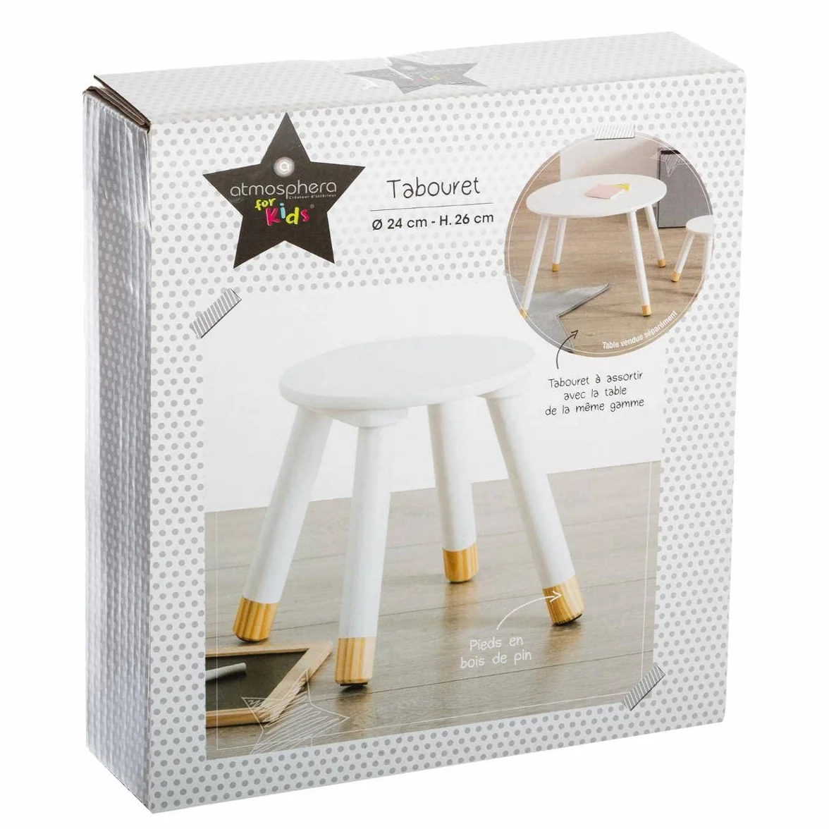 ATMOSPHERA CREATEUR D'INTERIEUR Taburete Infantil Douceur Blanco 26 cm