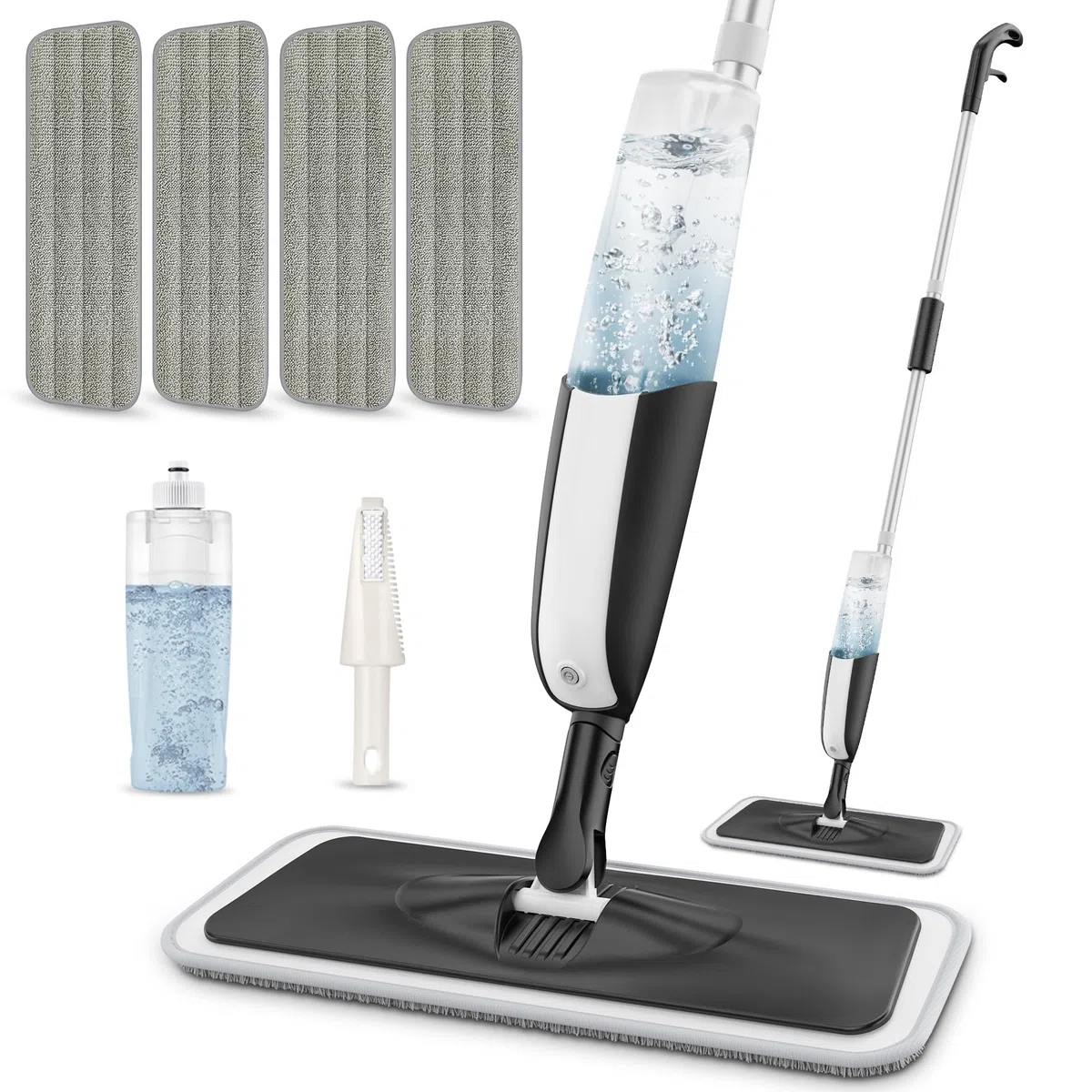 MANGOTIME Mopa Fregona Mopas de Limpieza Suelos Mopa con Pulverizador Microfibra Spray Mop Floor Mop con 4 Almohadillas Lavables y 1 Botella Recargable