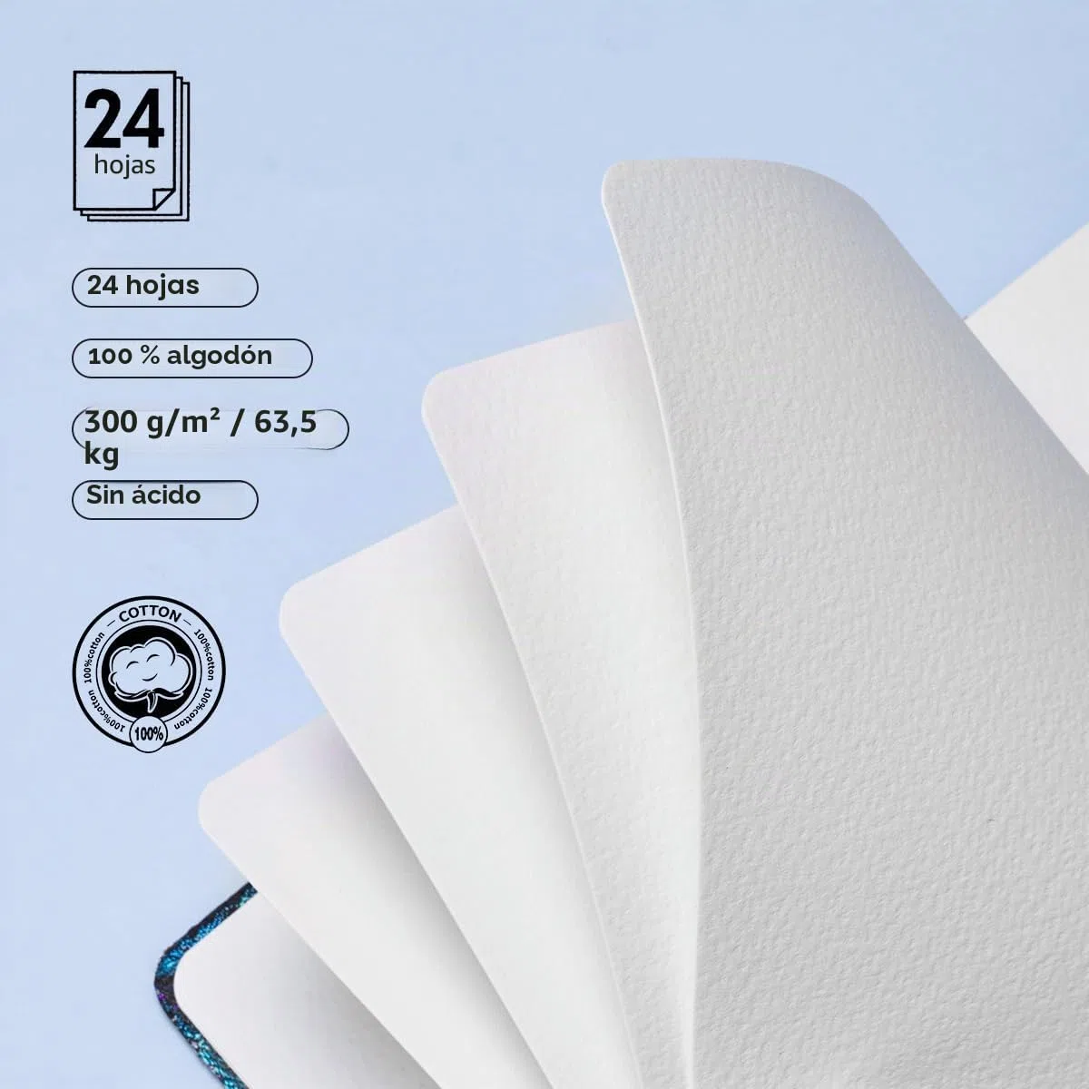 Lightwish Diario de acuarela cuadrado, 100% algodón, 300 g/m²/140 lb, libre de ácidos, 24 hojas de cuaderno de bocetos de acuarela prensado en frío para artistas, adultos, estudiantes, 16 x 16 cm