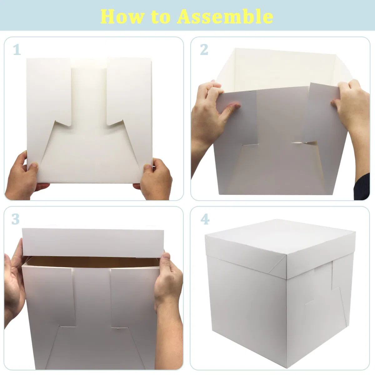 2 cajas para tartas de 30 x 30 x 30 cm con tabla para tartas escalonadas, cartón blanco