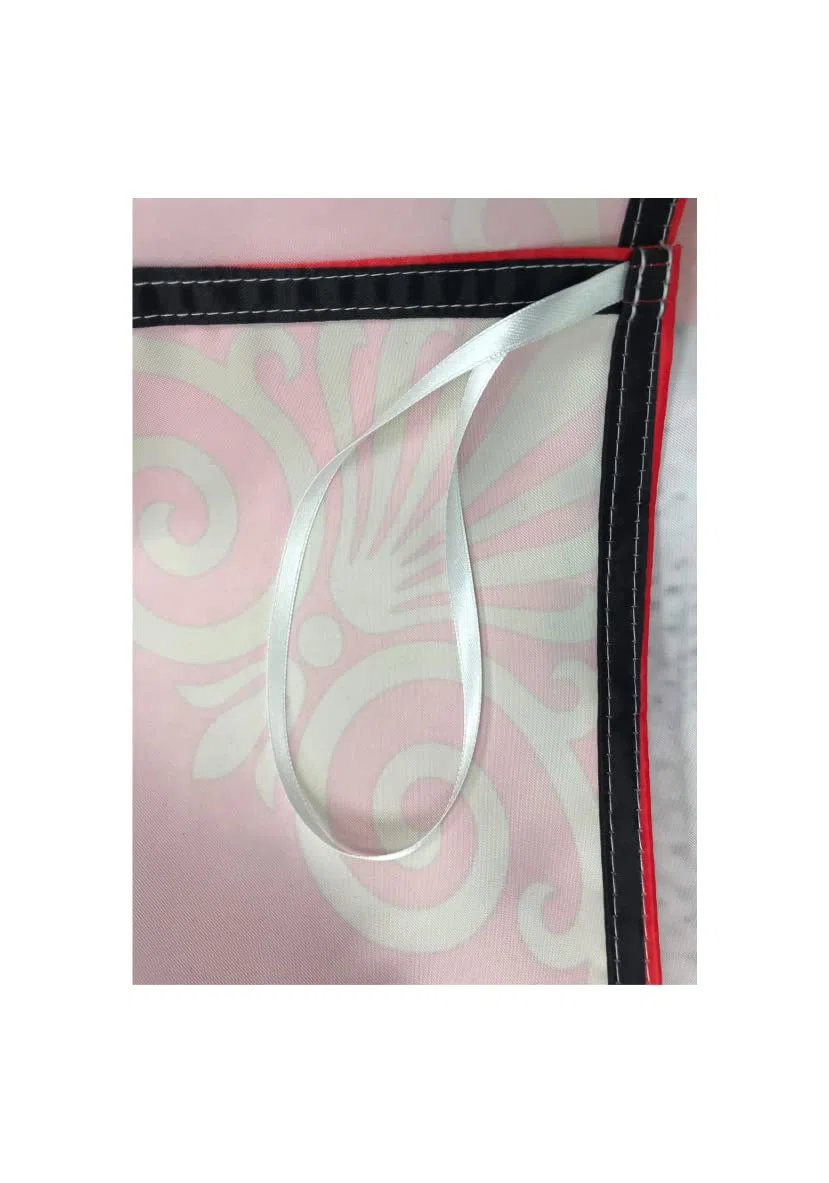 Porras E&B Balconera Colgadura Gallardete JHS Corona Semana Santa Religiosa en Tela con lazos 150x70 cm Damasco Rojo a 1 Cara