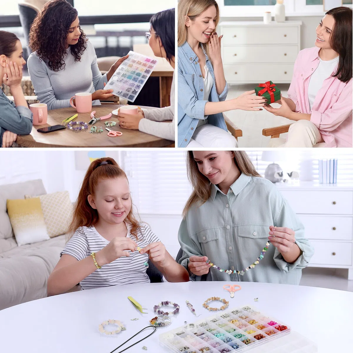 Funtopia Kit de cuentas de cristal de 32 colores para hacer joyas, 1200 piezas de cuentas de piedras preciosas naturales para adultos, 5-8 mm, cristales irregulares y chips