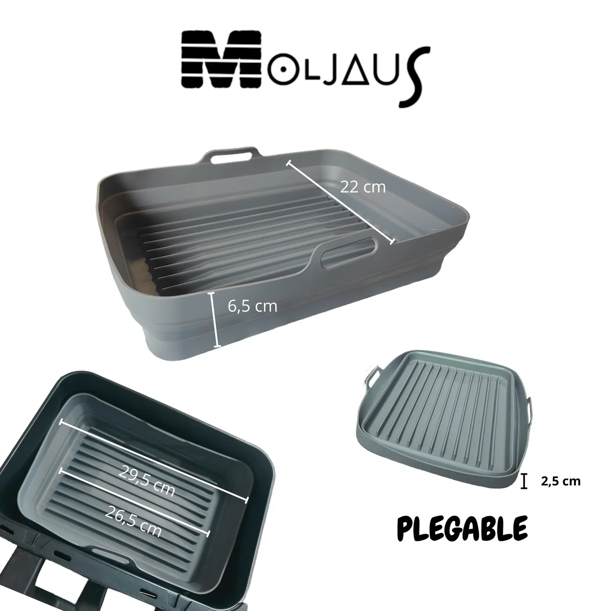 Molde rectangular silicona para freidora de aire Compatible con Cecofry Advance 9000 Window y CECOFRY DUAL 9000 (29,5 cmX22,5 cm). Accesorios freidora de aire Molde rectangular plegable 1 Unidad