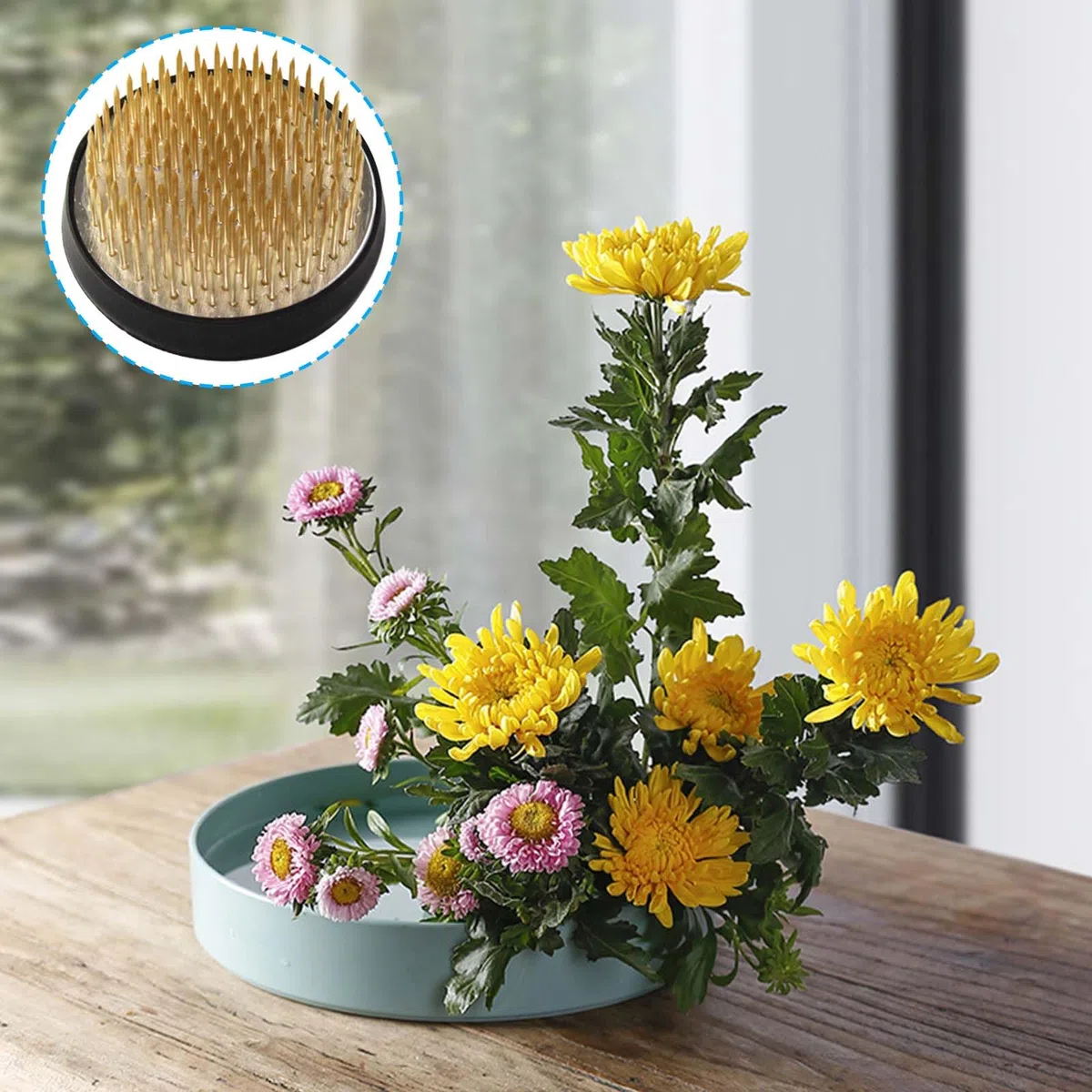 Rana de flores, 8 cm, Ikebana Kenzan, arreglo floral redondo de alta calidad con funda antideslizante, soporte redondo de acero inoxidable, gel para arreglos florales, tiendas de flores, oficinas,