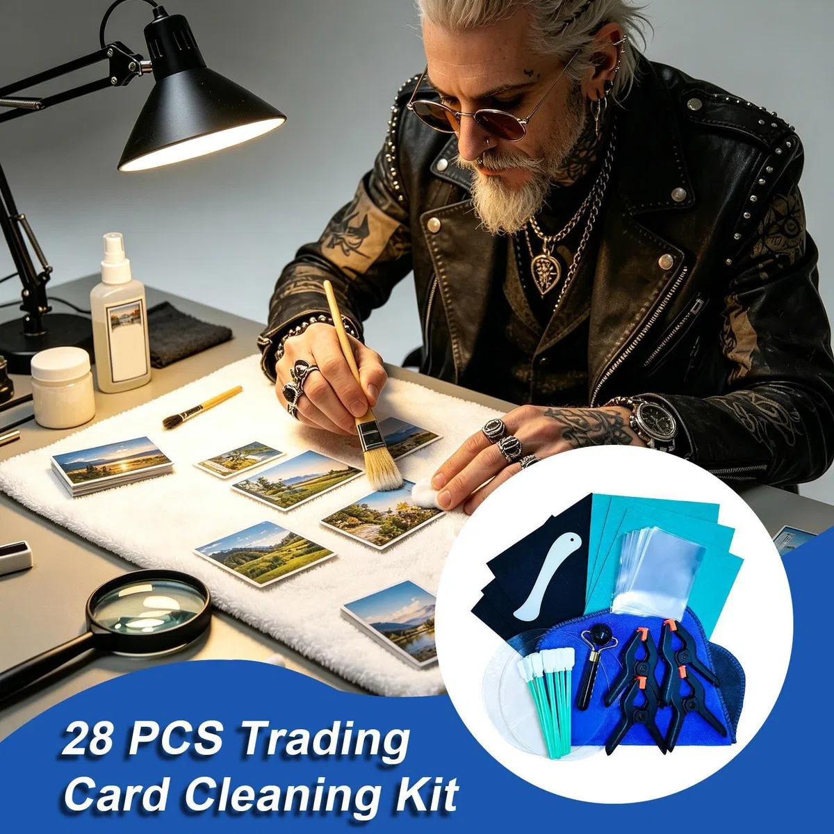 Kit Restauración Tarjetas,28 Piezas Herramienta De Aplanado, Clasificación Y Cuidado,Kit De Reparación De Cartas Coleccionables - Para Hogar, Oficinas, Deportes, Coleccionistas, Ferias, Carteras, Créd
