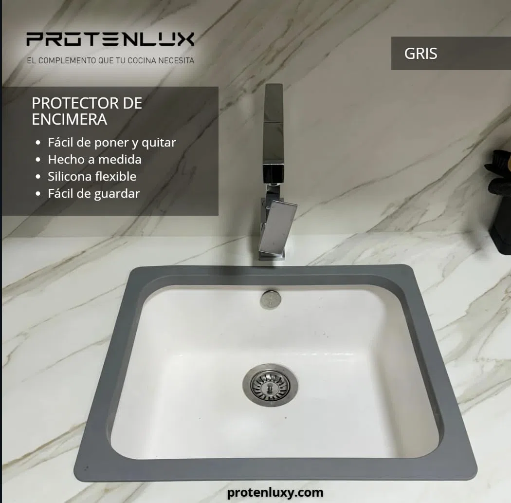 Protector de Encimera para Fregadero Bajo Encimera Flexible Antigolpes Antirayaduras (Gris, Chicago 465x370mm)