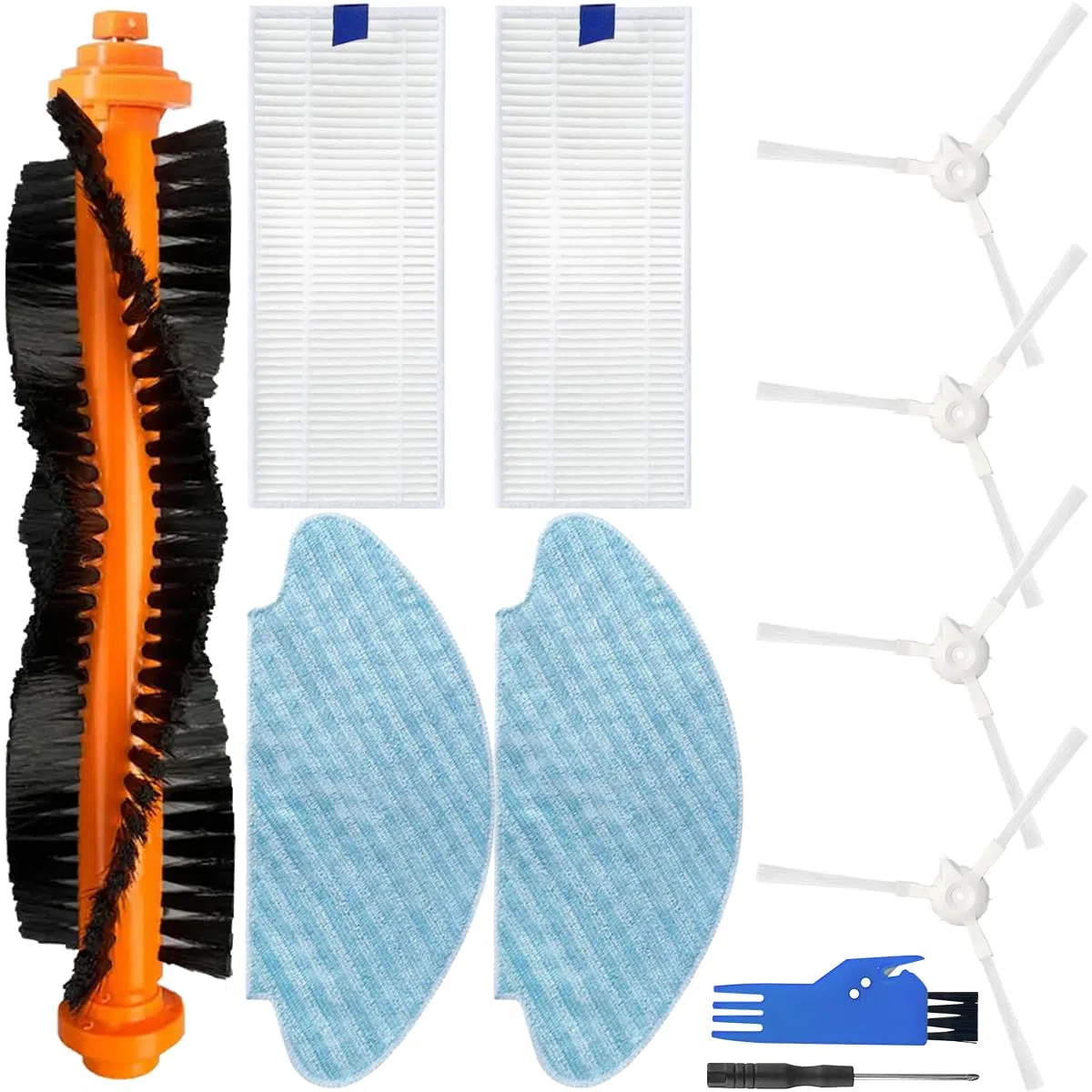 Kit de Accesorios para Rowenta Explorer 20/40 / 45/50 Series RG687 / RR682 / RR688 / isweep x3 Robot 1 Cepillo Principal 4 Cepillos Laterales 2 Filtros Hepa 2 Paños de Mopa Repuestos
