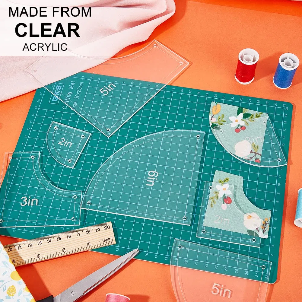 BENECREAT Juego de 10 plantillas acrílicas para acolchar, reglas transparentes de 2/3/4/5/6 pulgadas con protección de película, para manualidades, arte de cocina