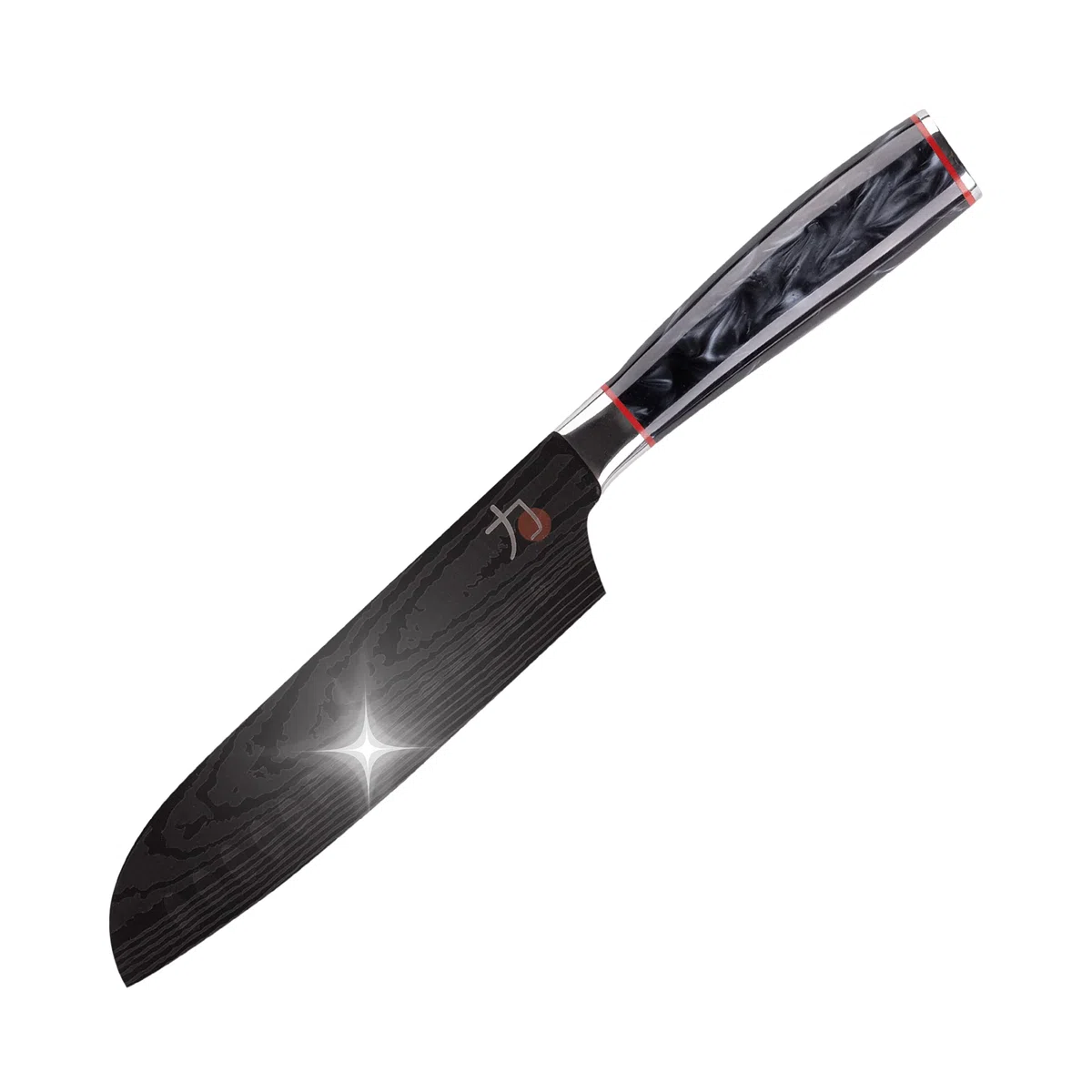 MasterPro Tetsu | Cuchillo de Cocina Japonés Mini cuchillo Santoku de 12,5 cm | Perfecto para Cortes de Precisión | Cocina Profesional | Reforzado, Equilibrado y con Revestimiento de Titanio