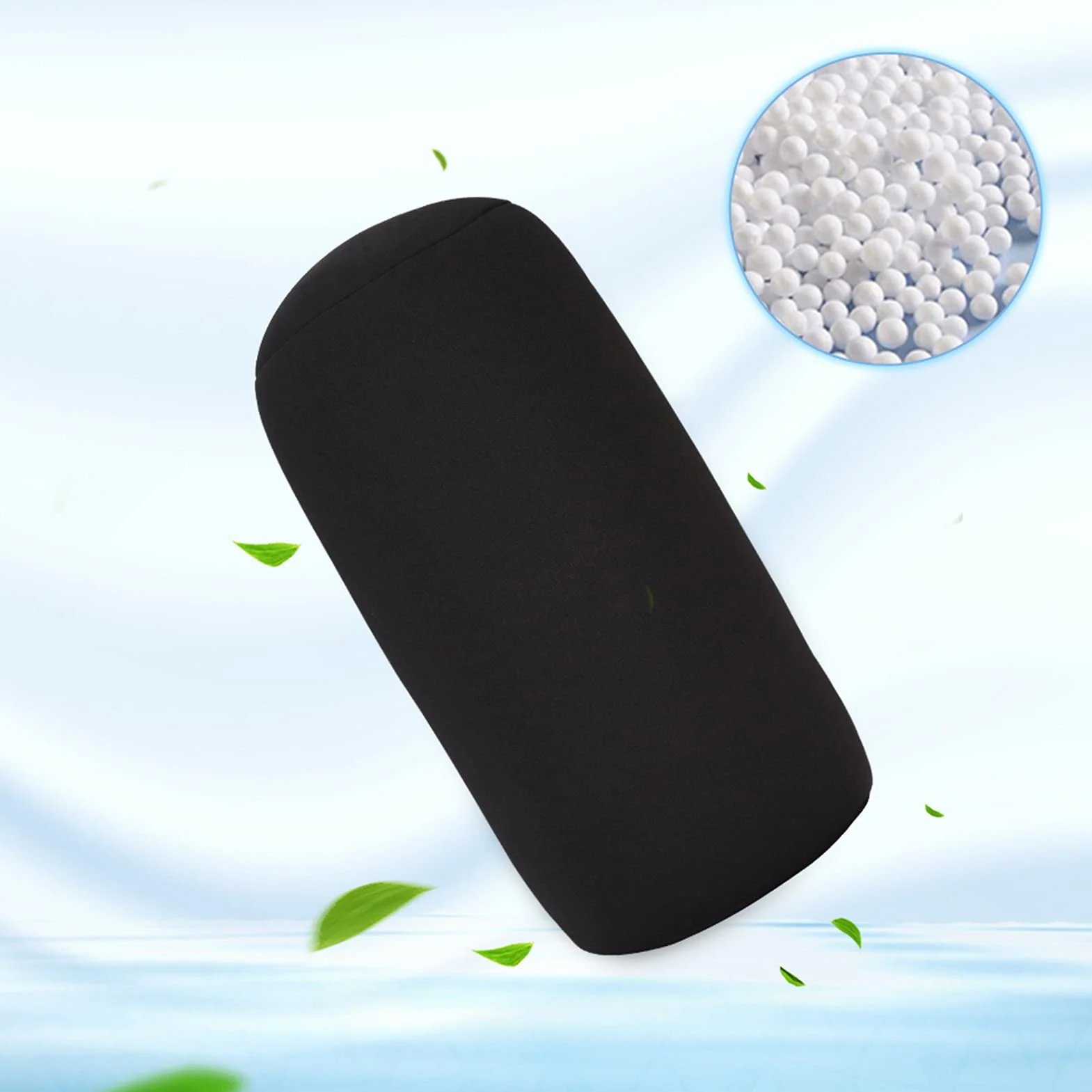 Micro Mini Almohada para Dormir, Soporte para el Cuello, Rollo de Microcuentas, Cojín para la Espalda, Relajante para la Cabeza, el Cuello y la Muñeca, Colorido, Súper Suave (Negro)